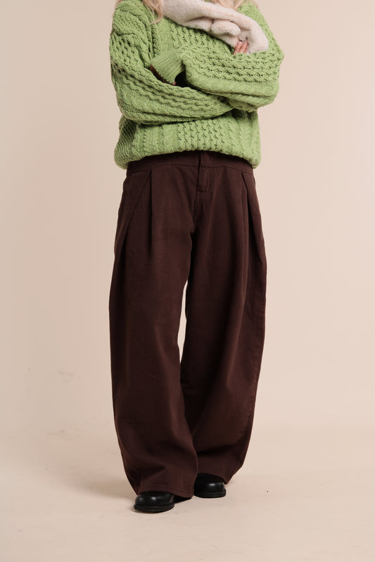 Nolan Pleat Pants (Brown)