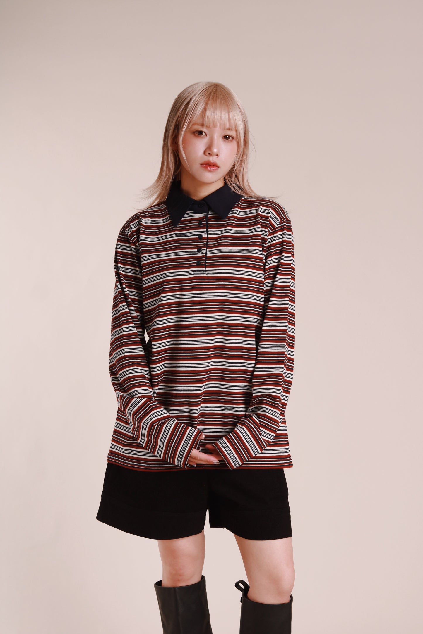 Striped Polo Top (Wine)