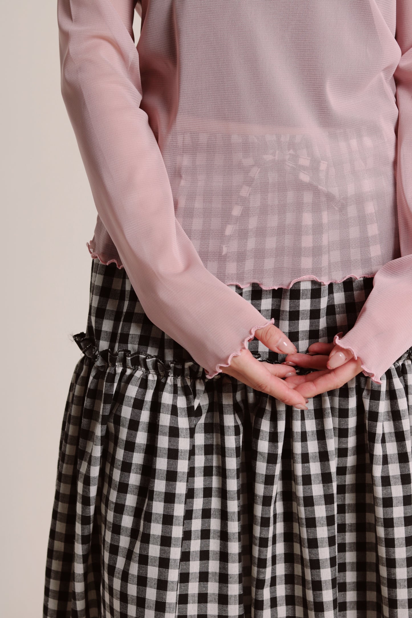 Ruffle See Through Top (Pink)