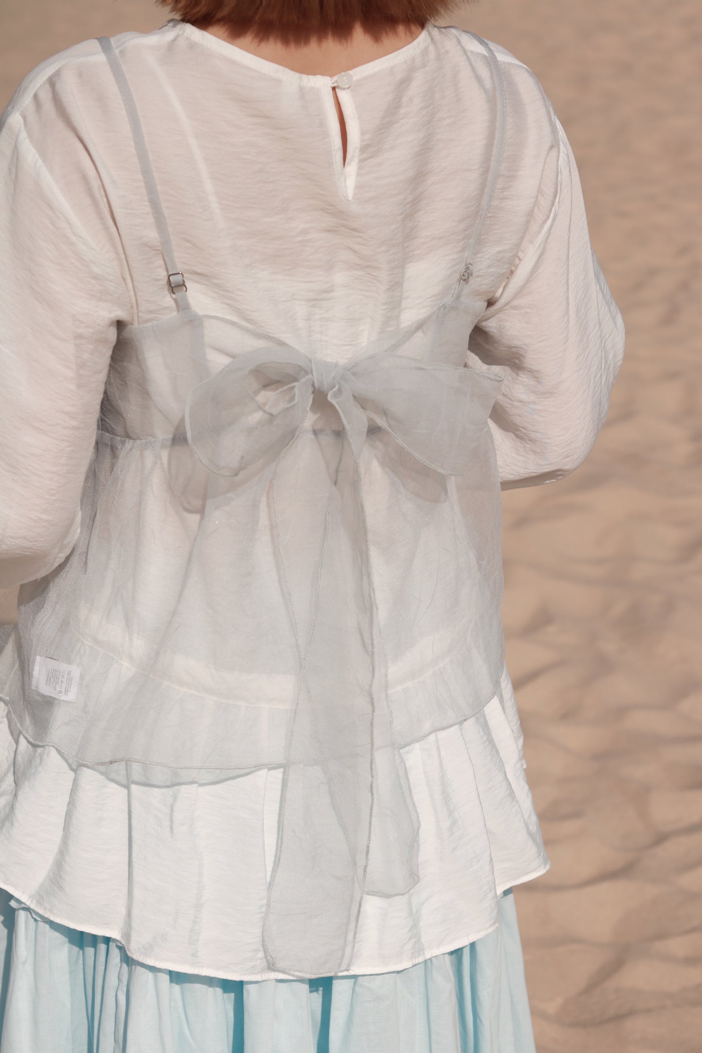 Doll Ribbon Sleeveless Top (Sky)