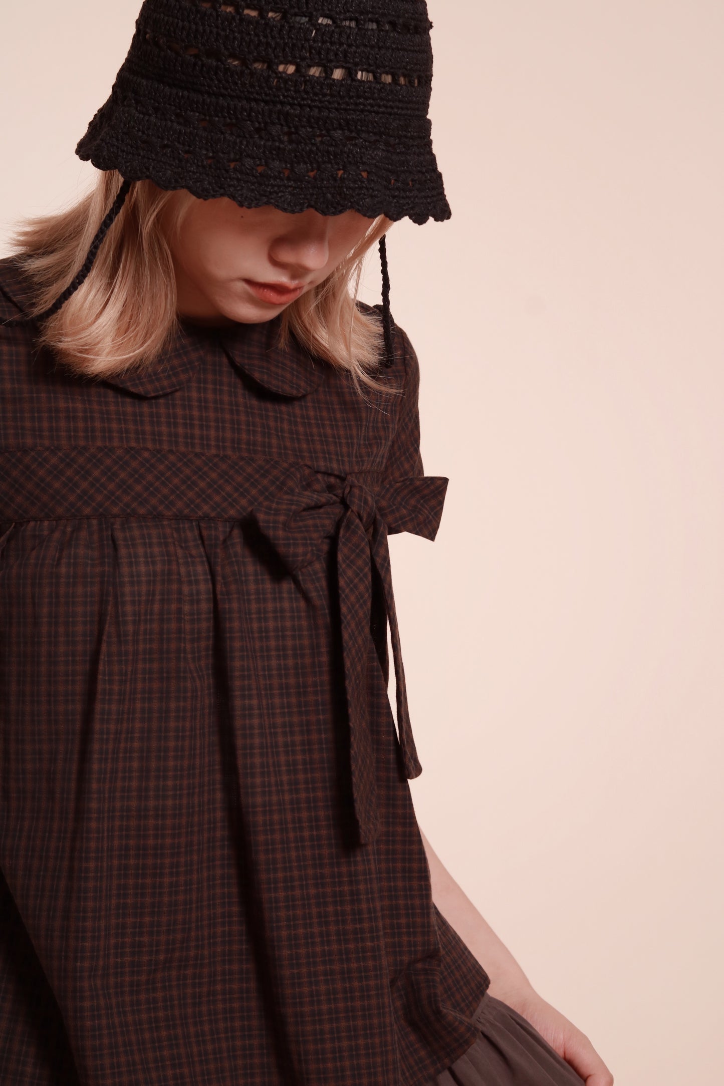 Doll Bow Blouse (Brown)