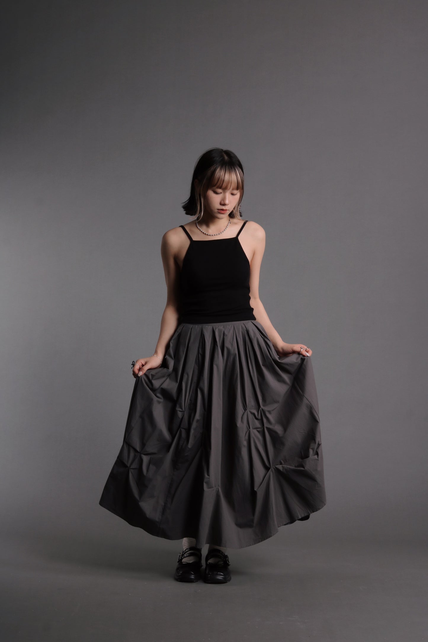 Doll Gathered Skirt (Charcoal)