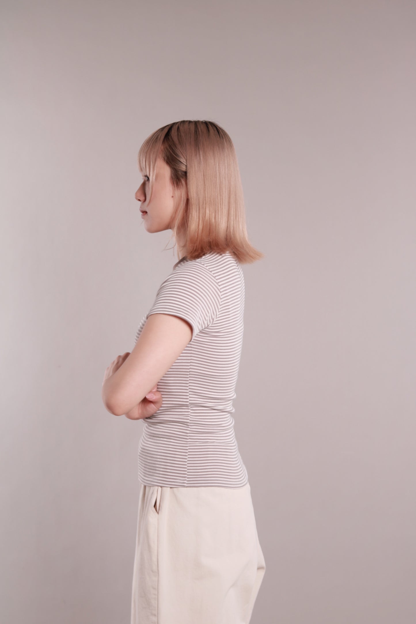 Basic Striped Tee (Beige)