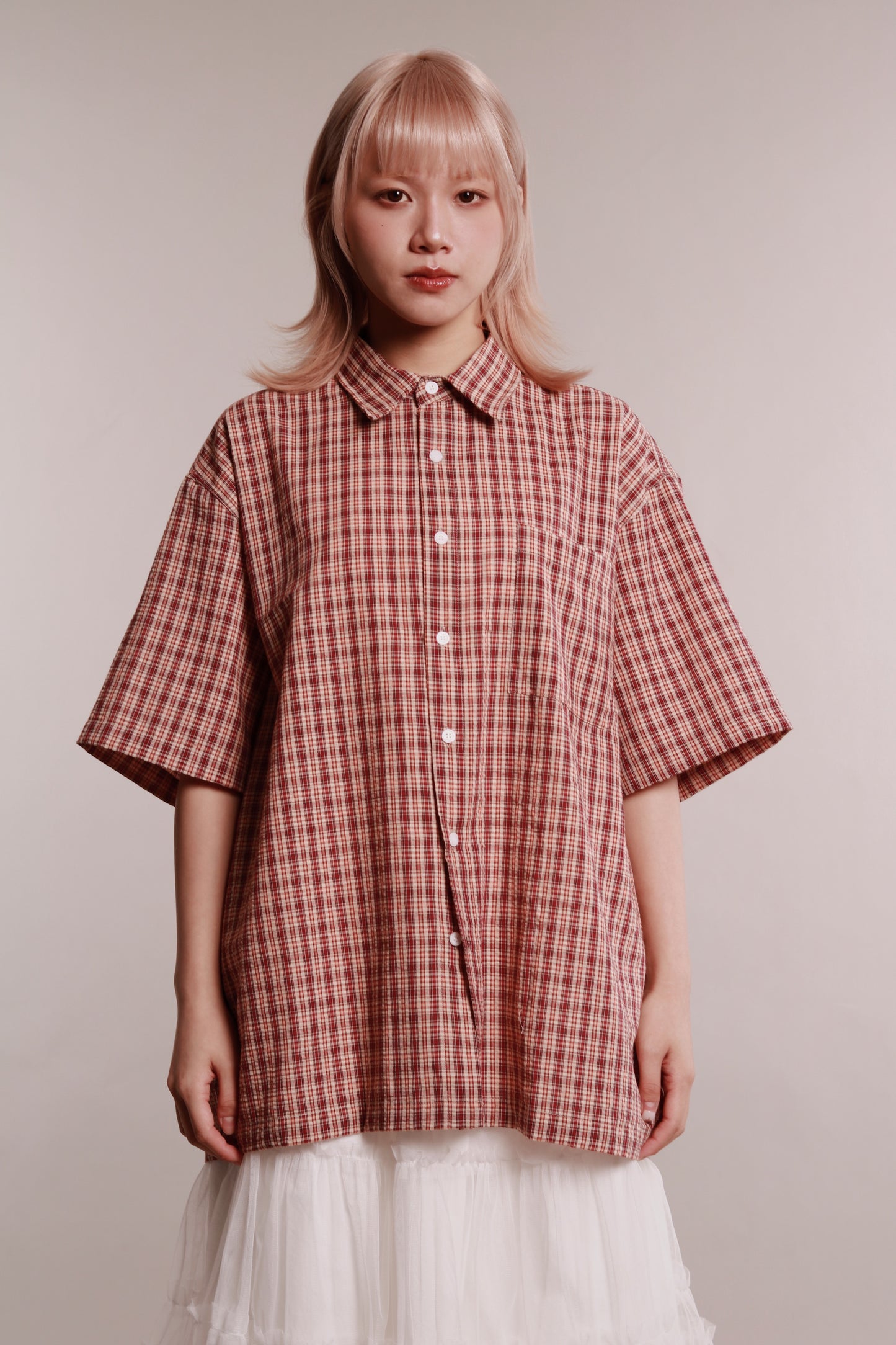 Plaid Loose Shirt (Brown)