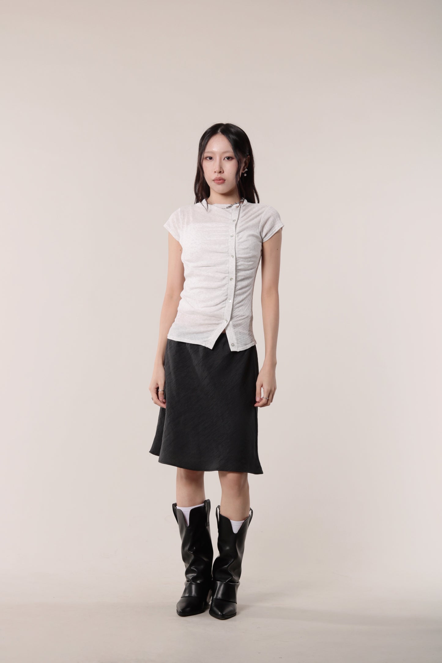 Sep Gathered Tee (Light Grey)