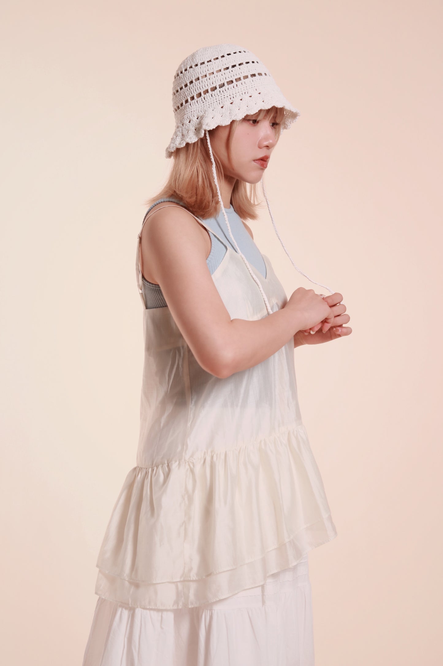 Ruffle Sleeveless Top (Ivory)