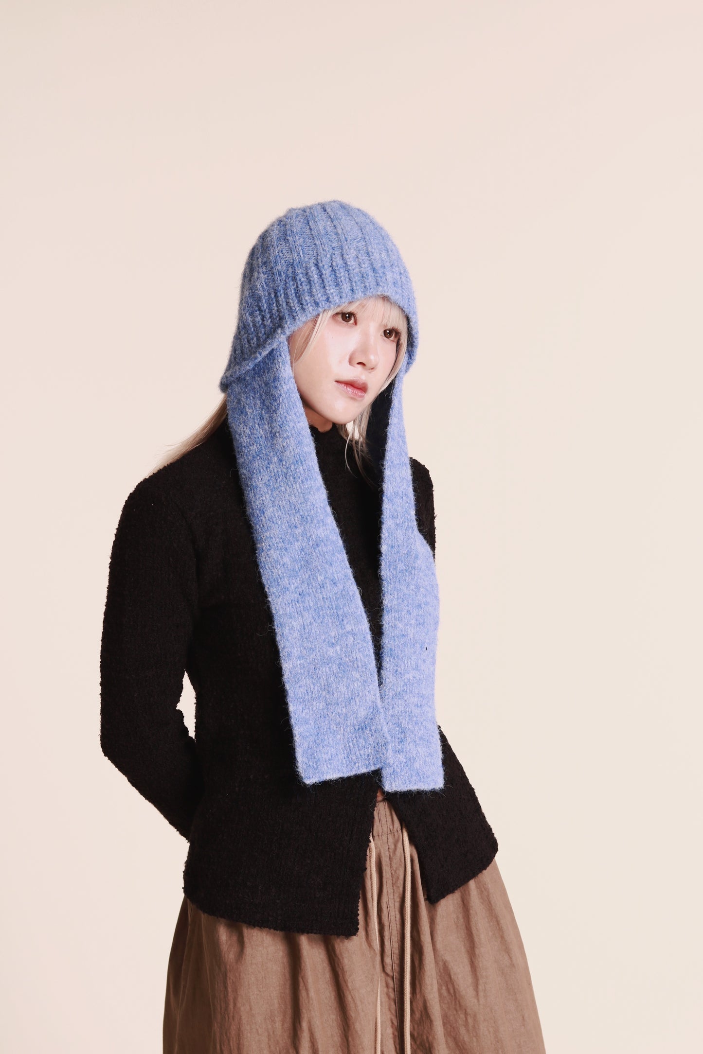 Doll Knit Scarf Flight Cap (Blue)
