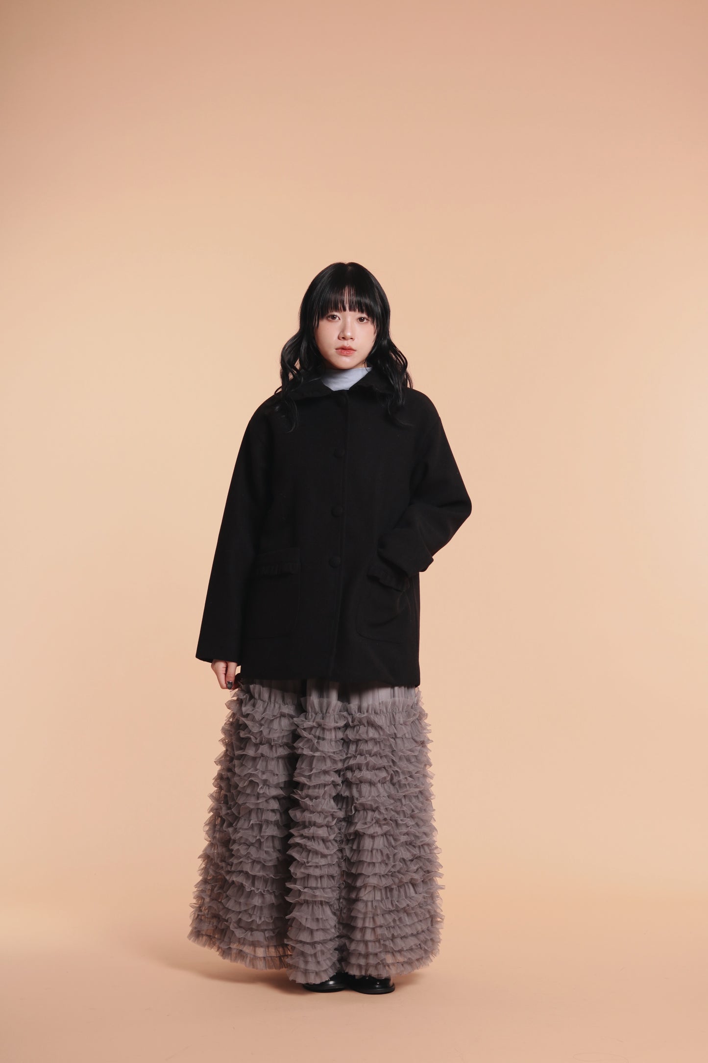 Doll Ruffle Lace Skirt (Grey)