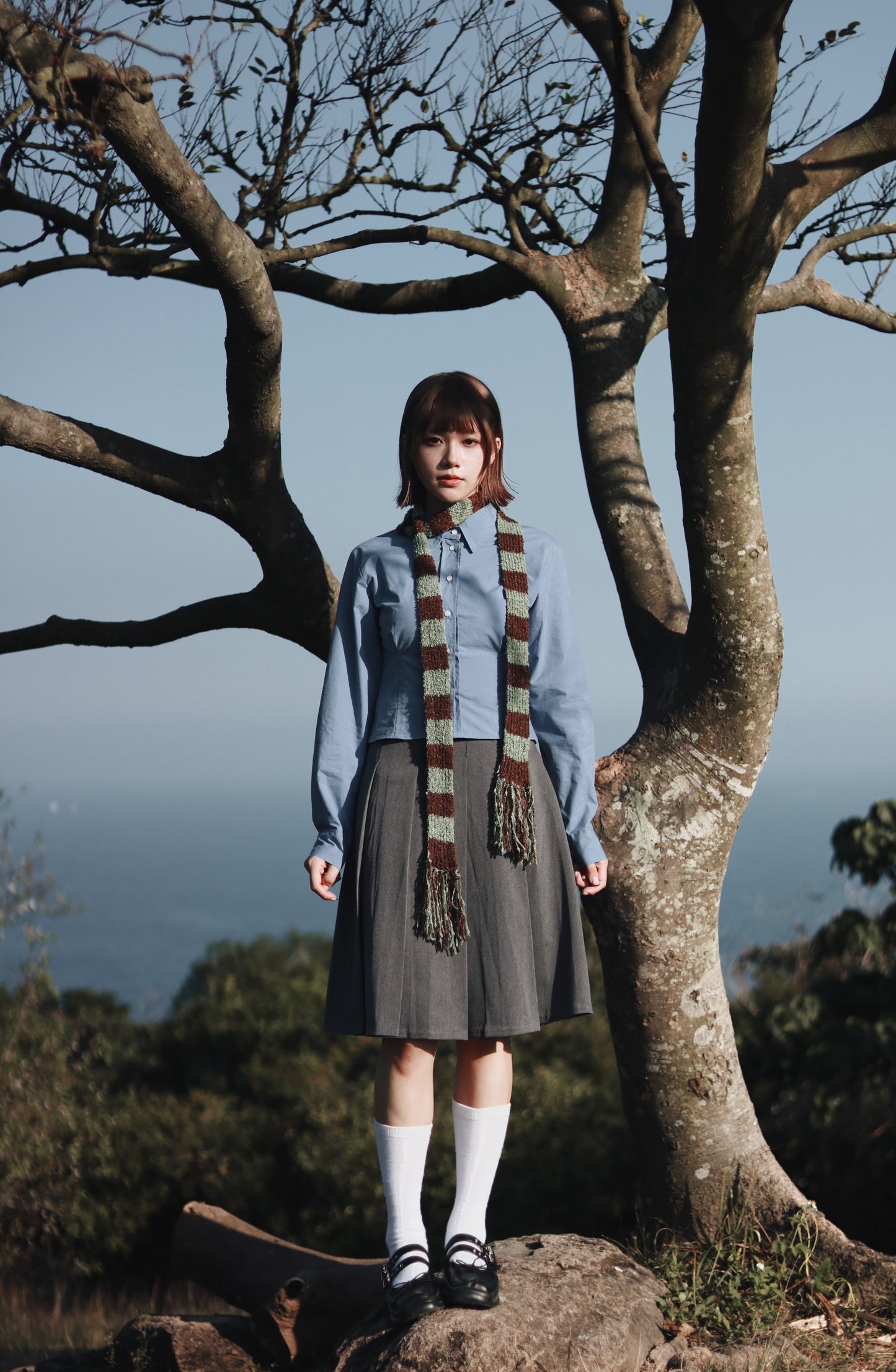 Doll Pleated Mini Skirt (Grey)