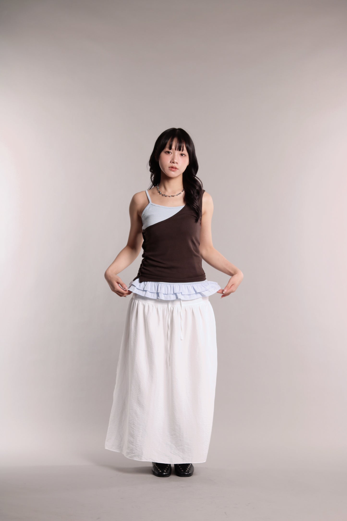 Checkered Ruffle Cami (Blue)