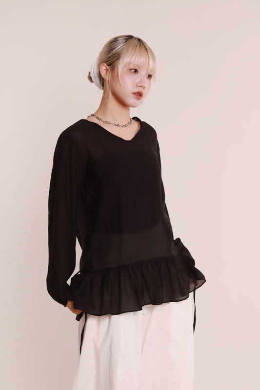 Doll Ruffle Blouse (Black)