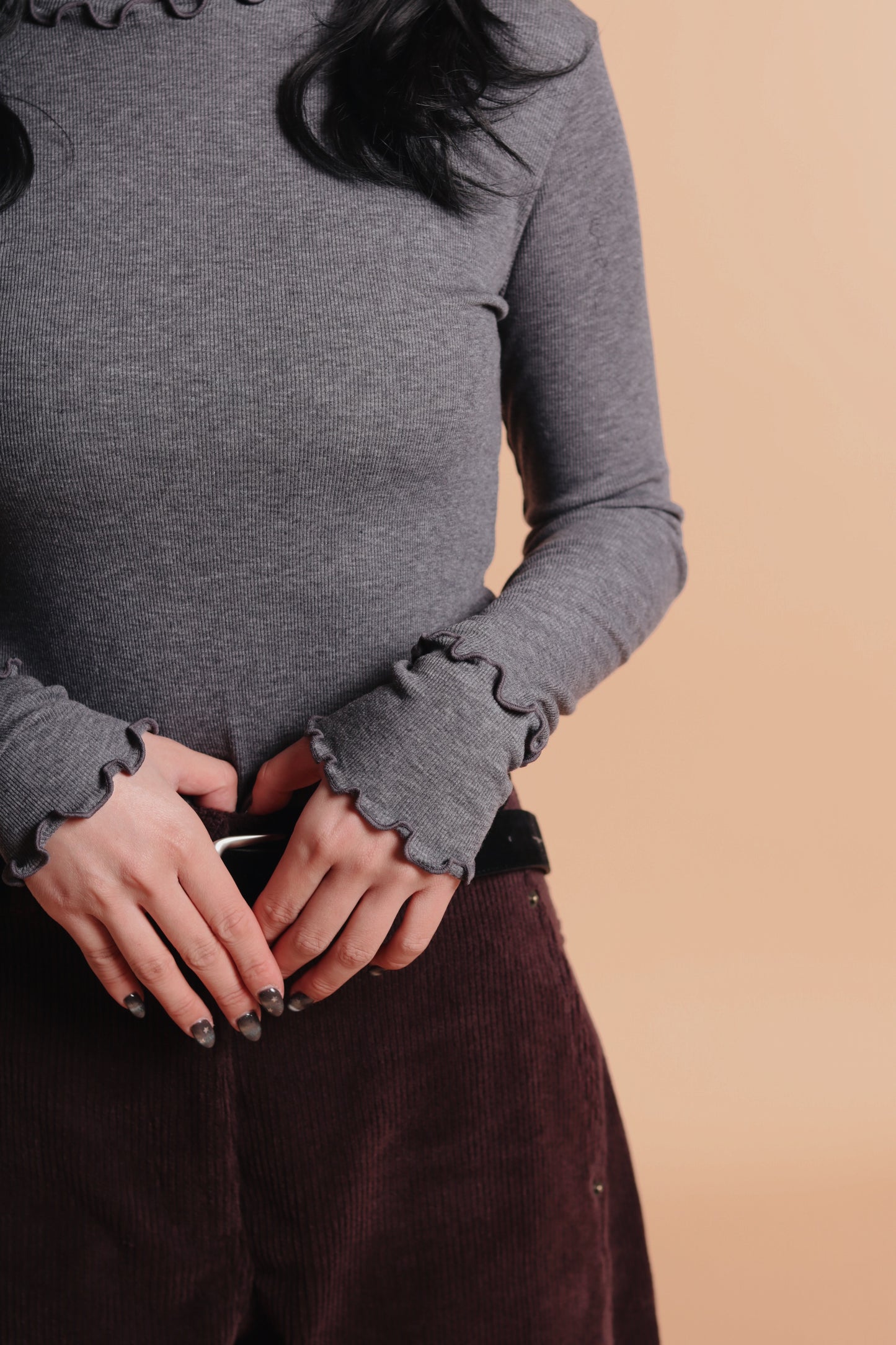 Double Ruffle Top (Grey)