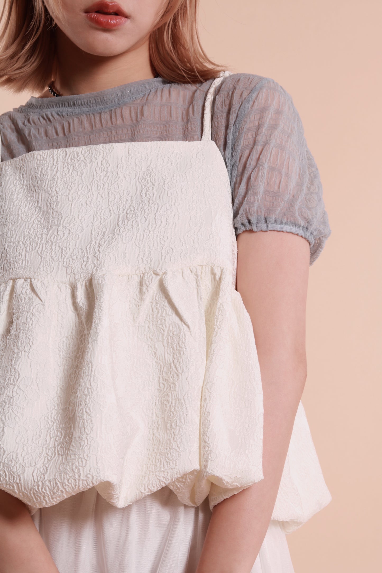 Bubble Pudding Sleeveless Top (White)