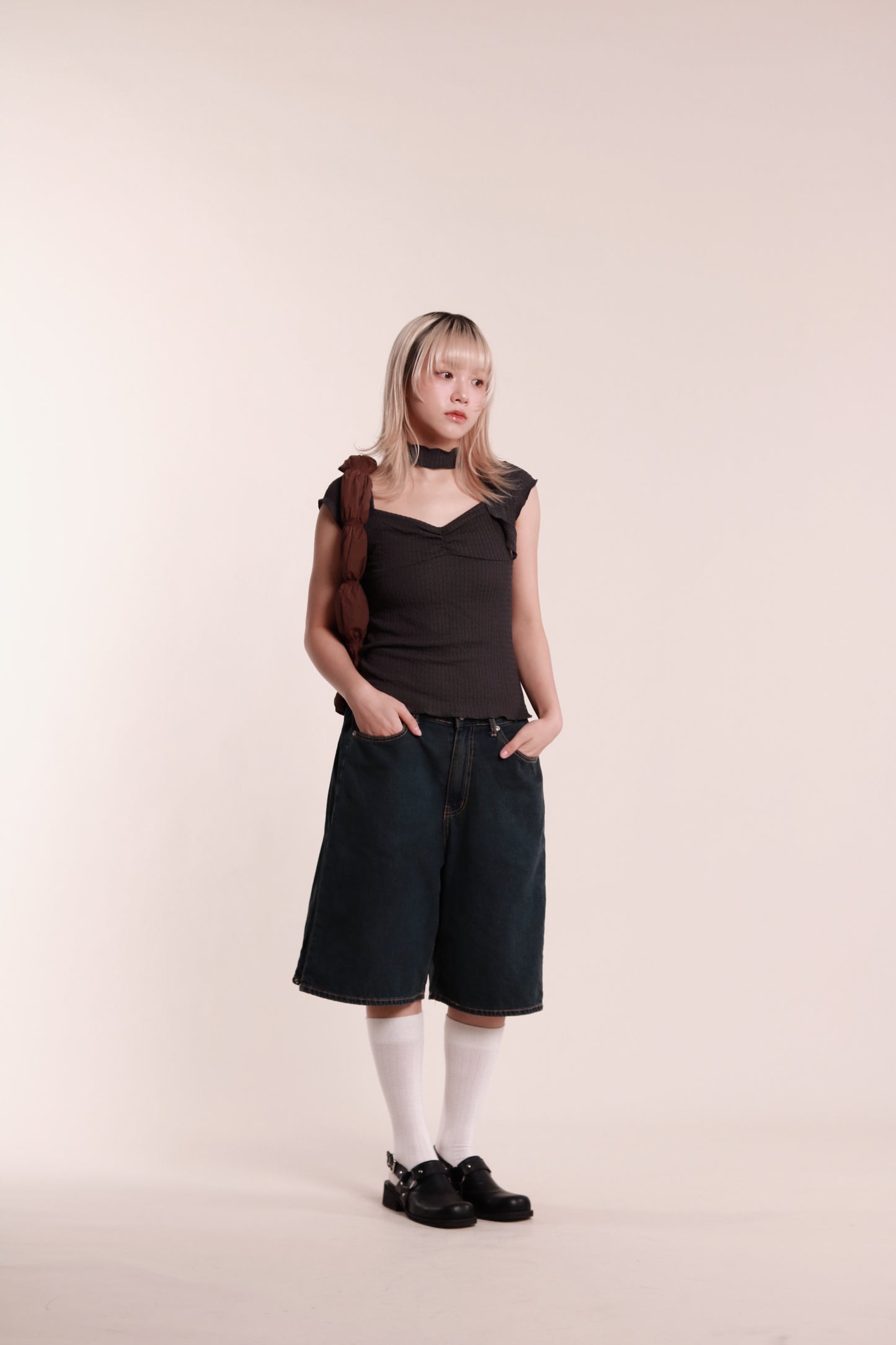 Gathered Tee Set (Charcoal)