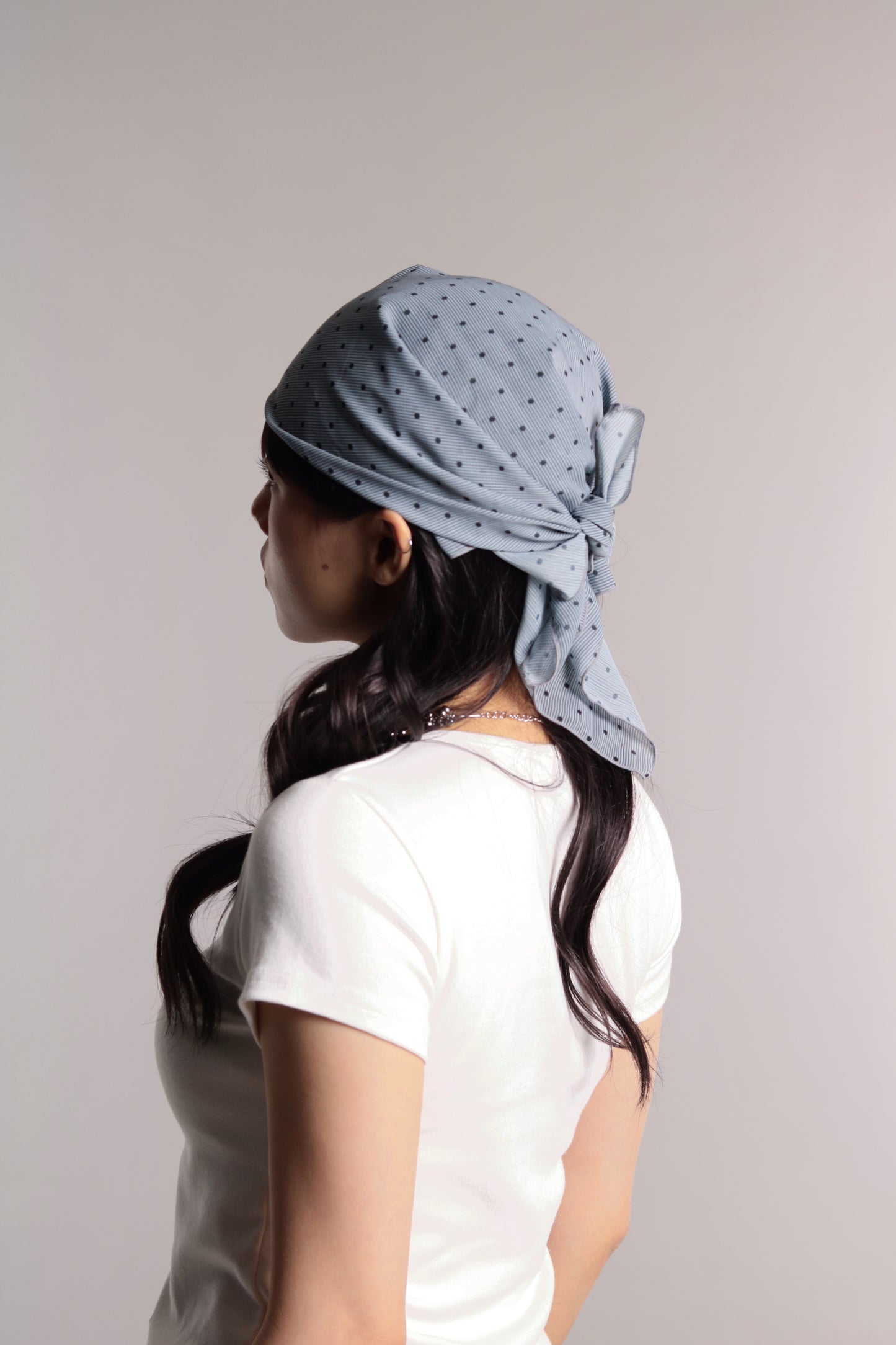 Polka Dot Scarf (Grey Blue)