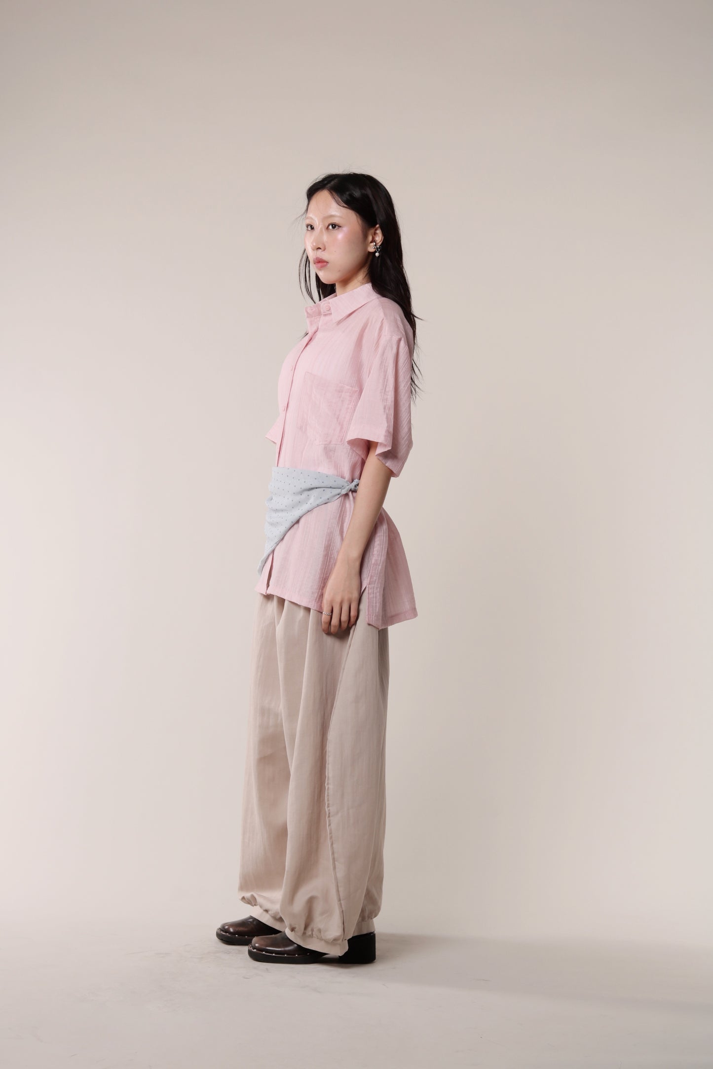 Linen Bubble Pants (Beige)
