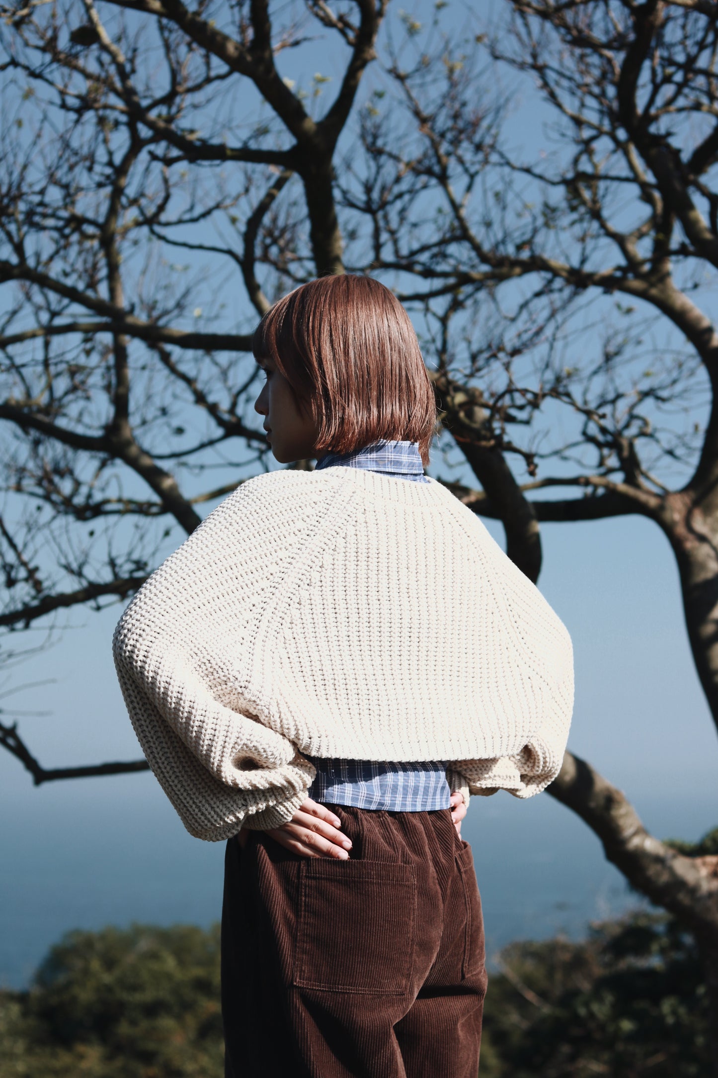 Puff Sleeve Cardigan (Ivory)