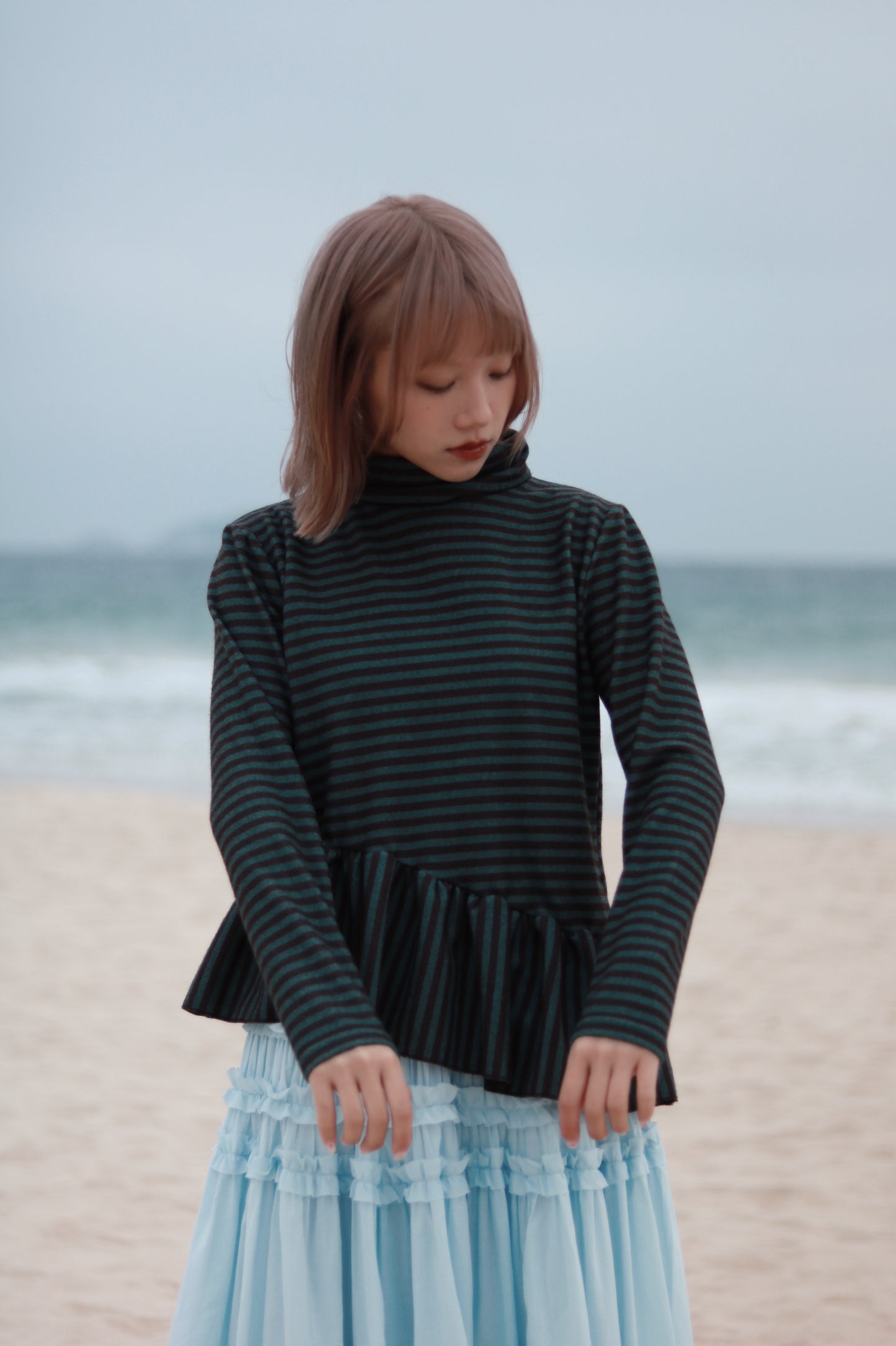 Striped Ruffle Top (Mint)