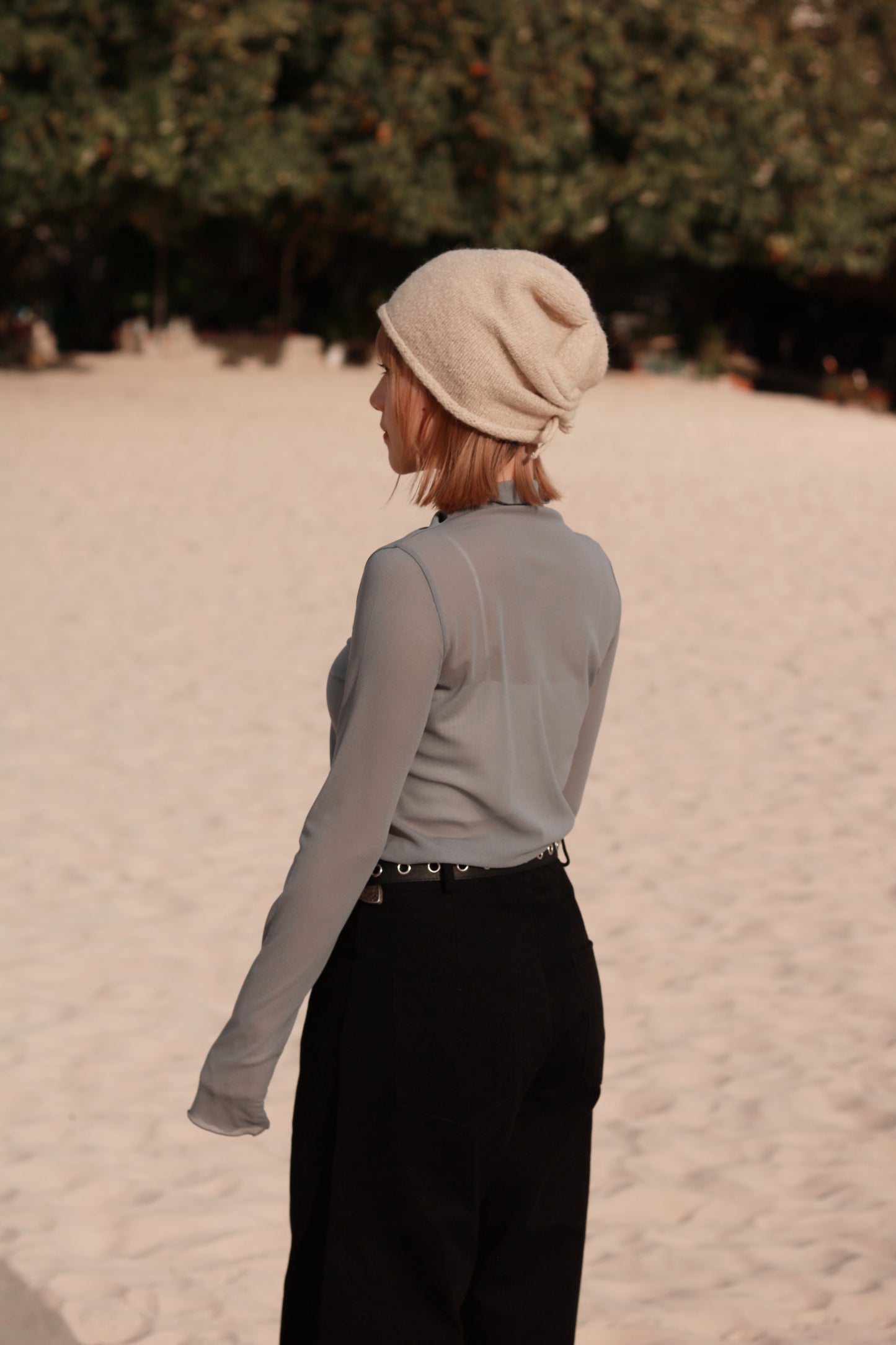 Spring See Through Top (Grey Blue)