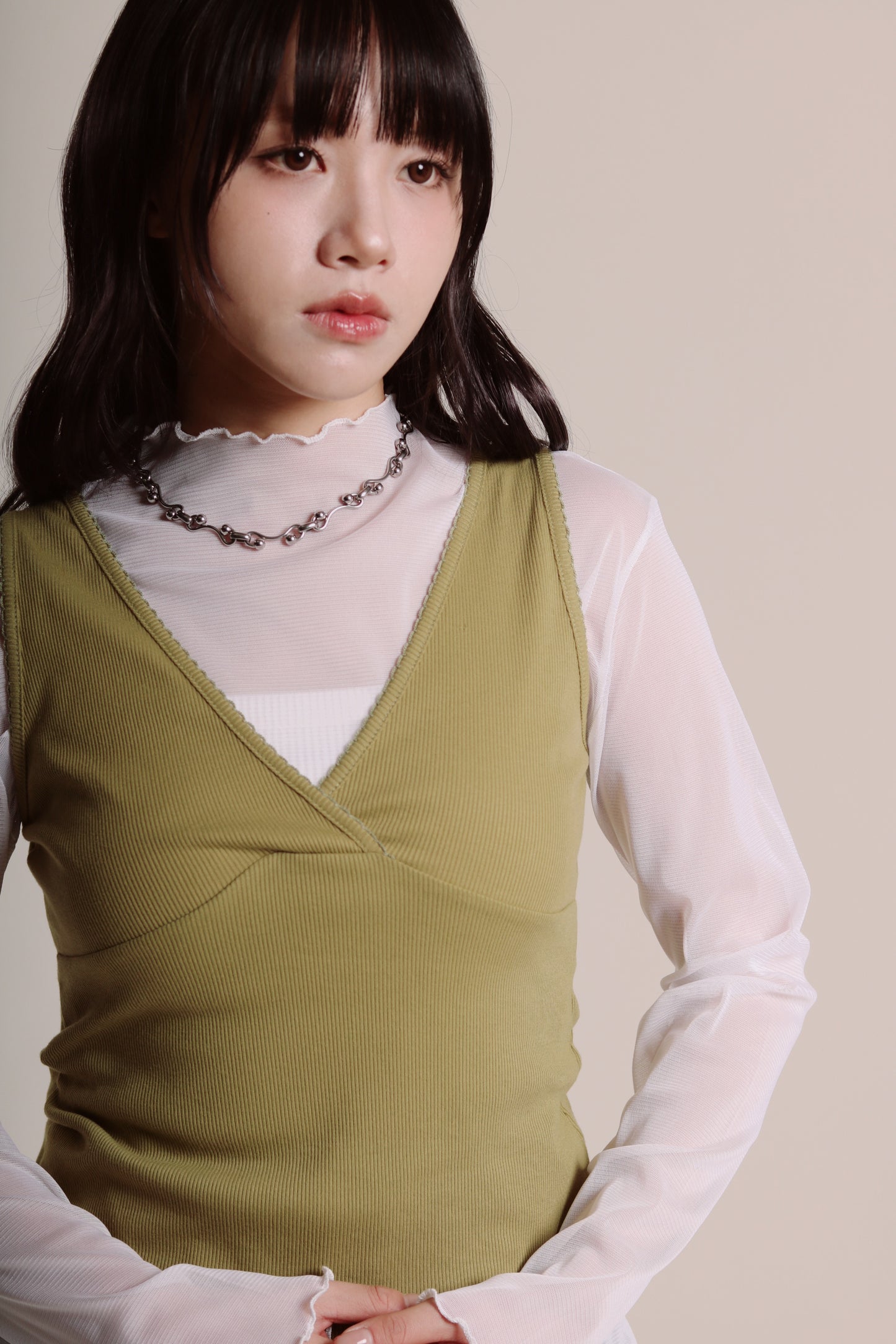 Ruffle See Through Top (White)