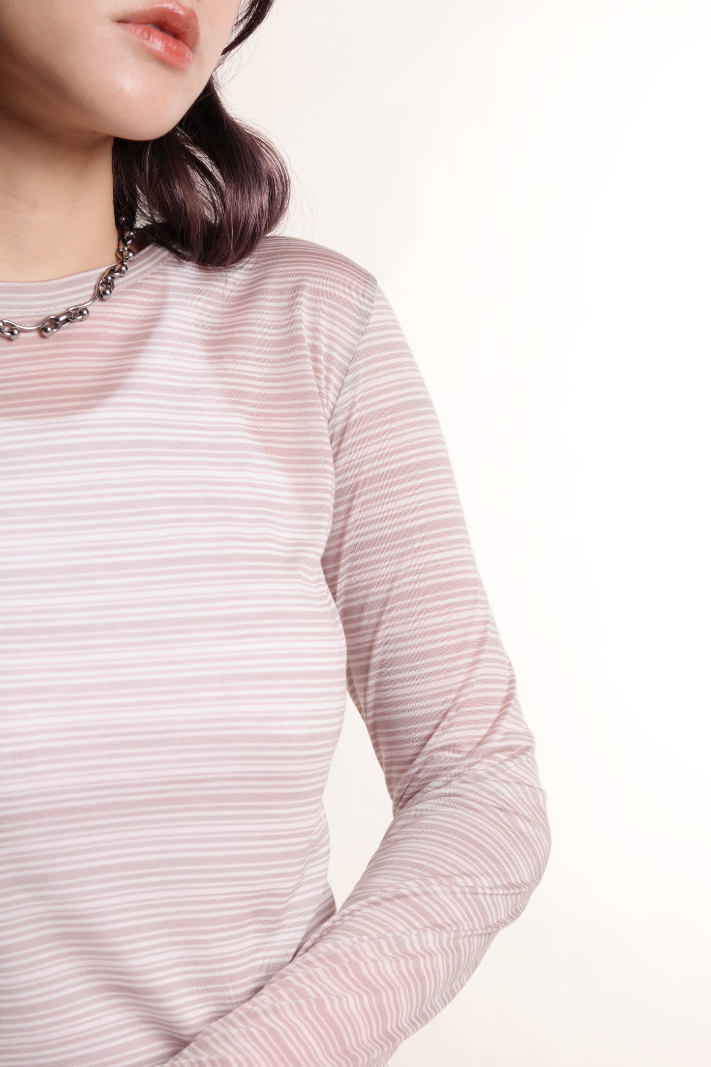 Striped See Through Top (Grey)