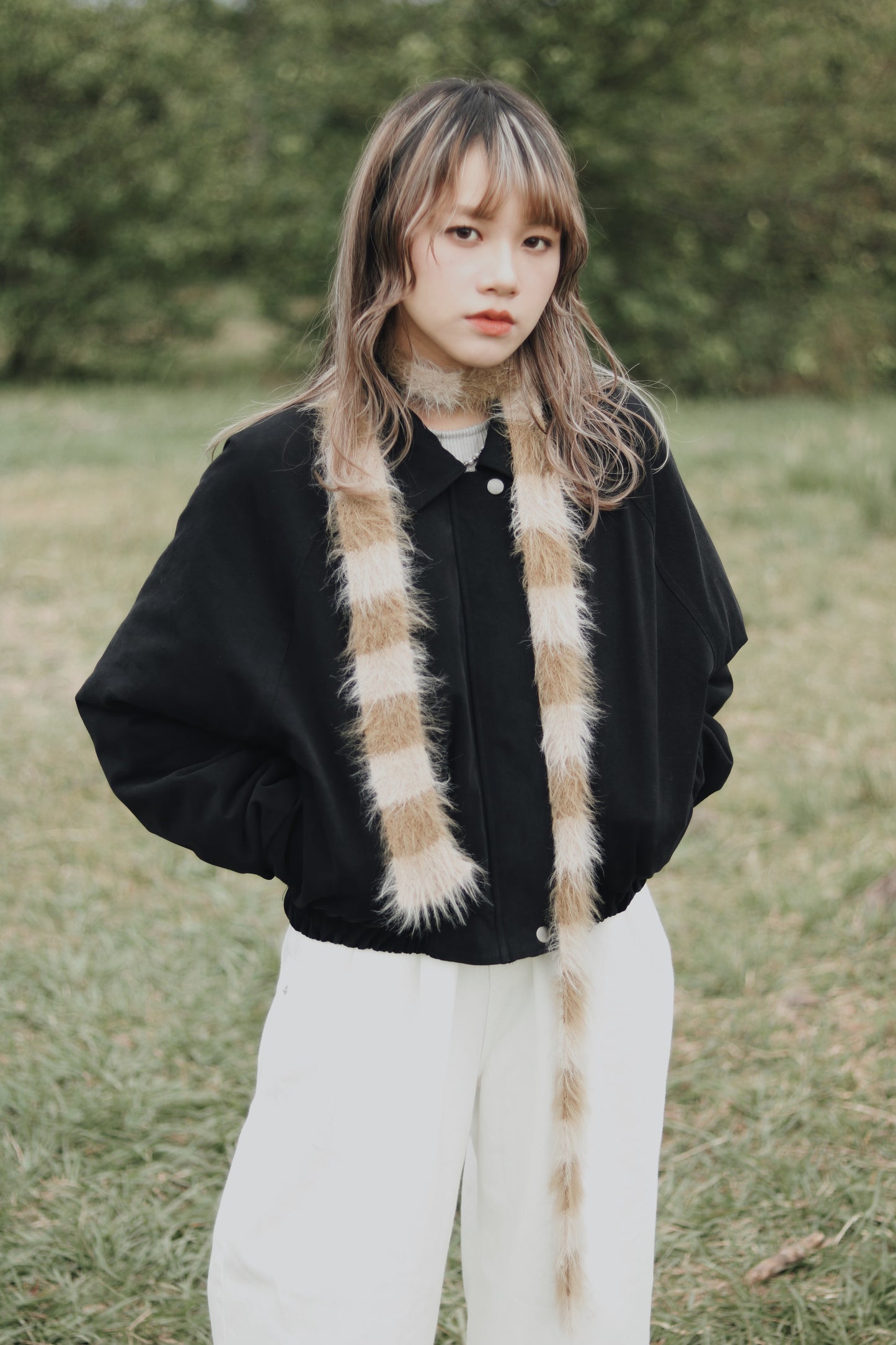 Cropped Blouson Jacket (Black)