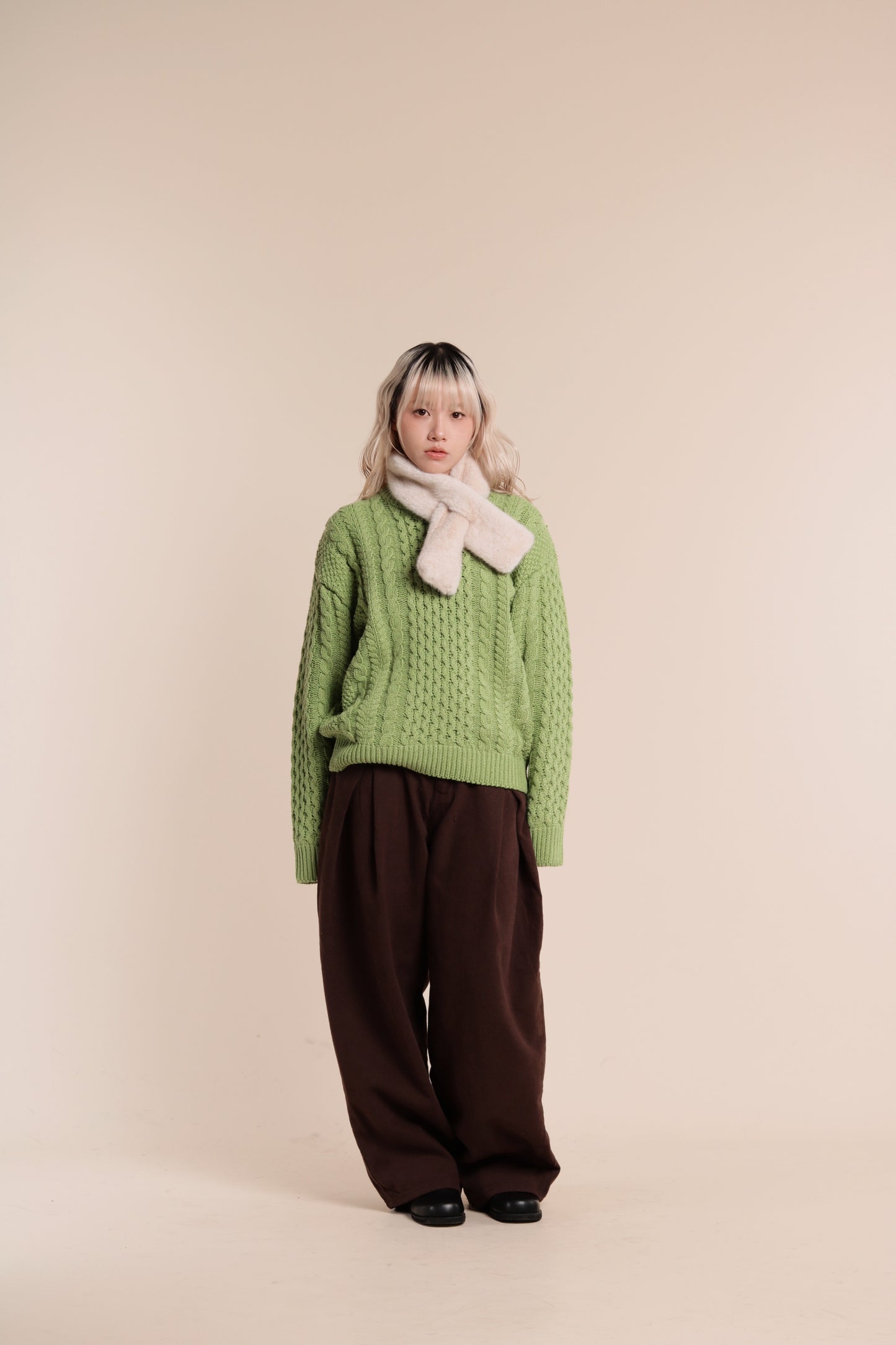 Oversized Cable Knit Sweater (Green)