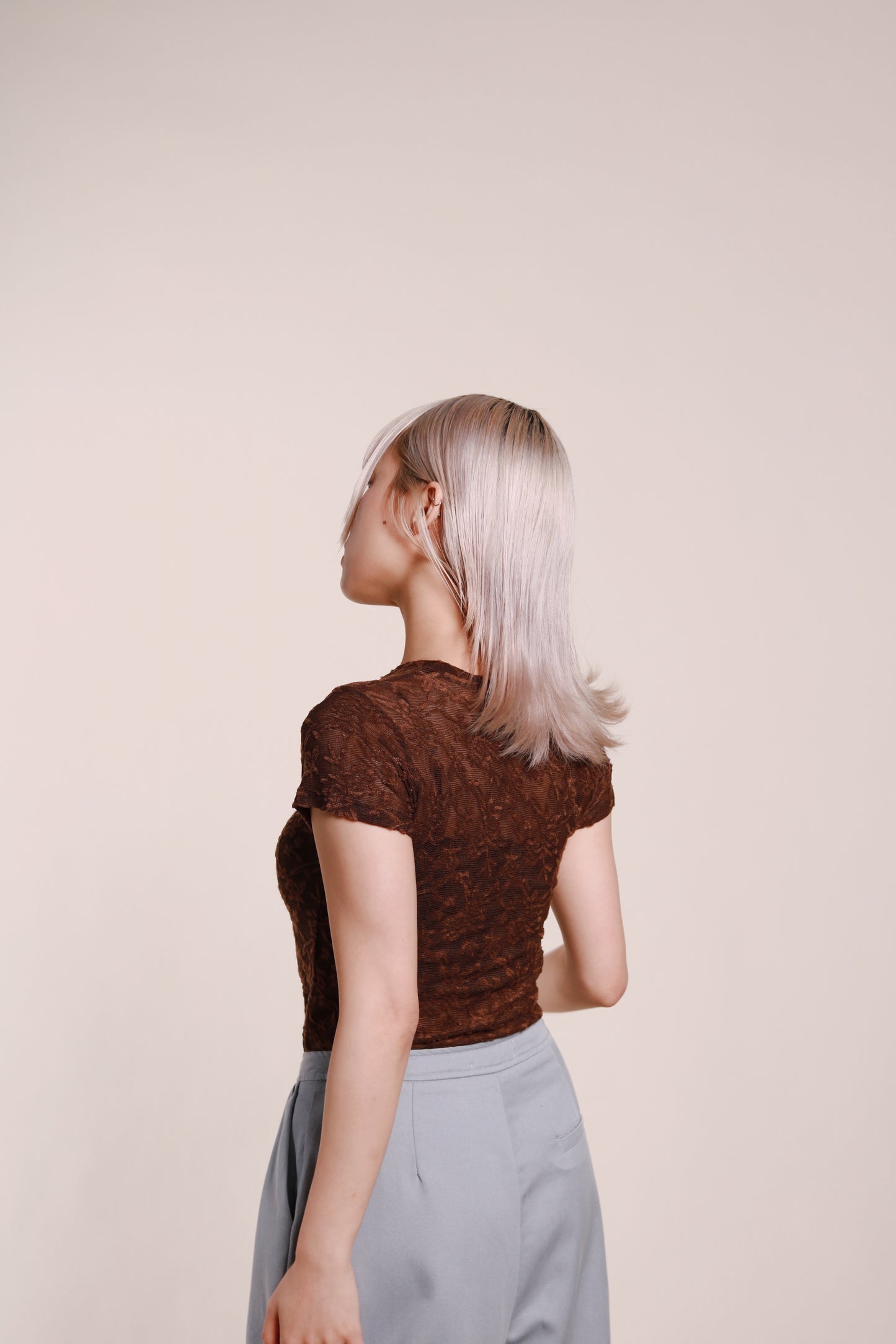 Mesh Flower Top (Brown)