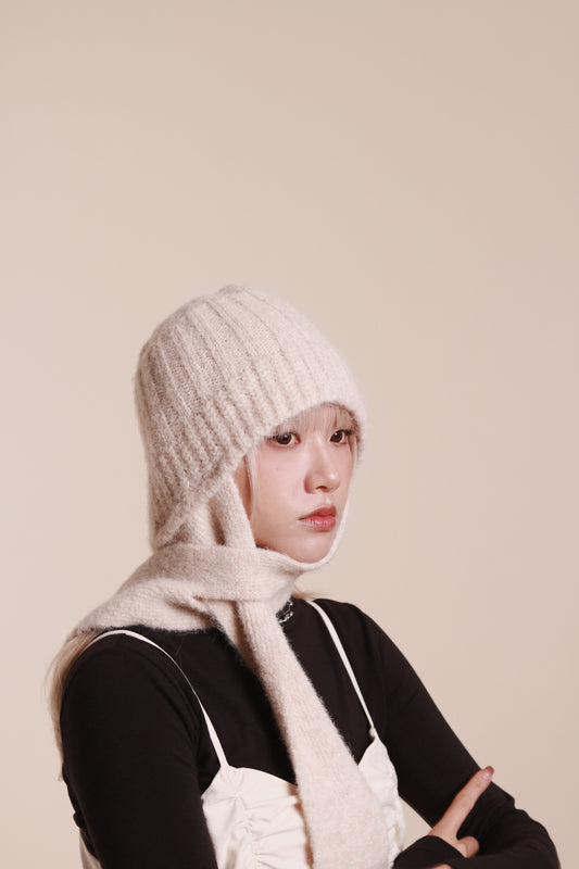 Doll Knit Scarf Flight Cap (Ivory)