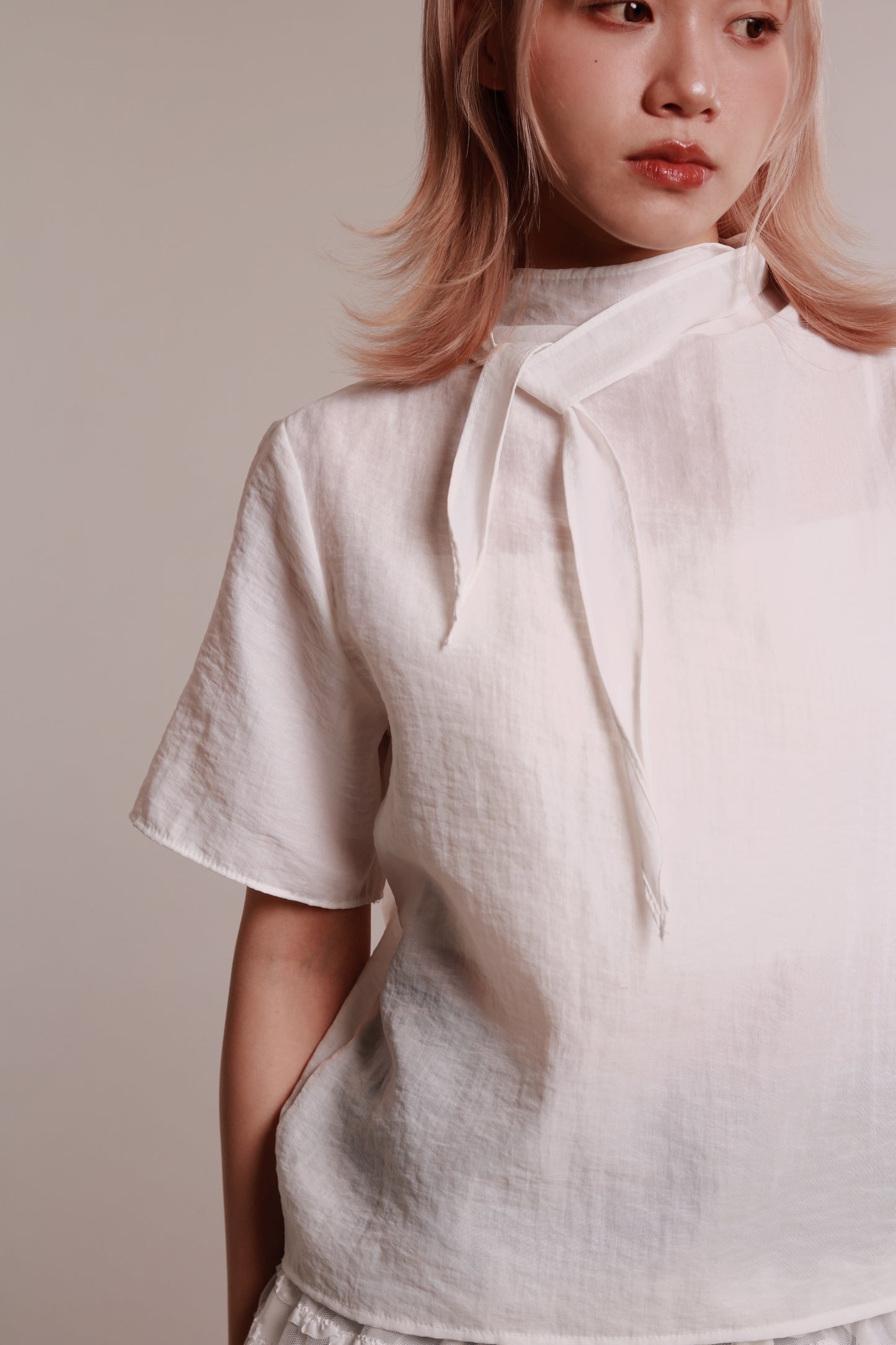 See Through Tie Top (White)