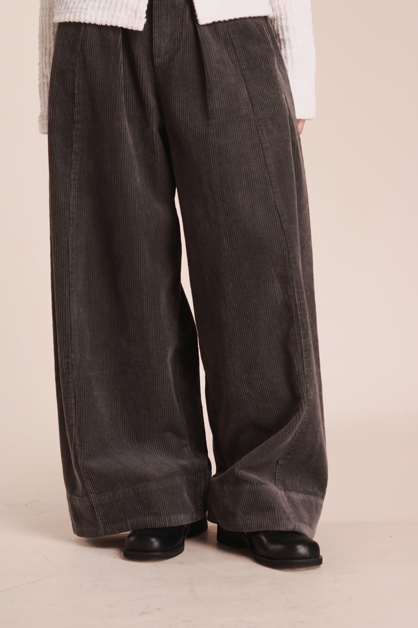 Corduroy Wide Pants (Grey)
