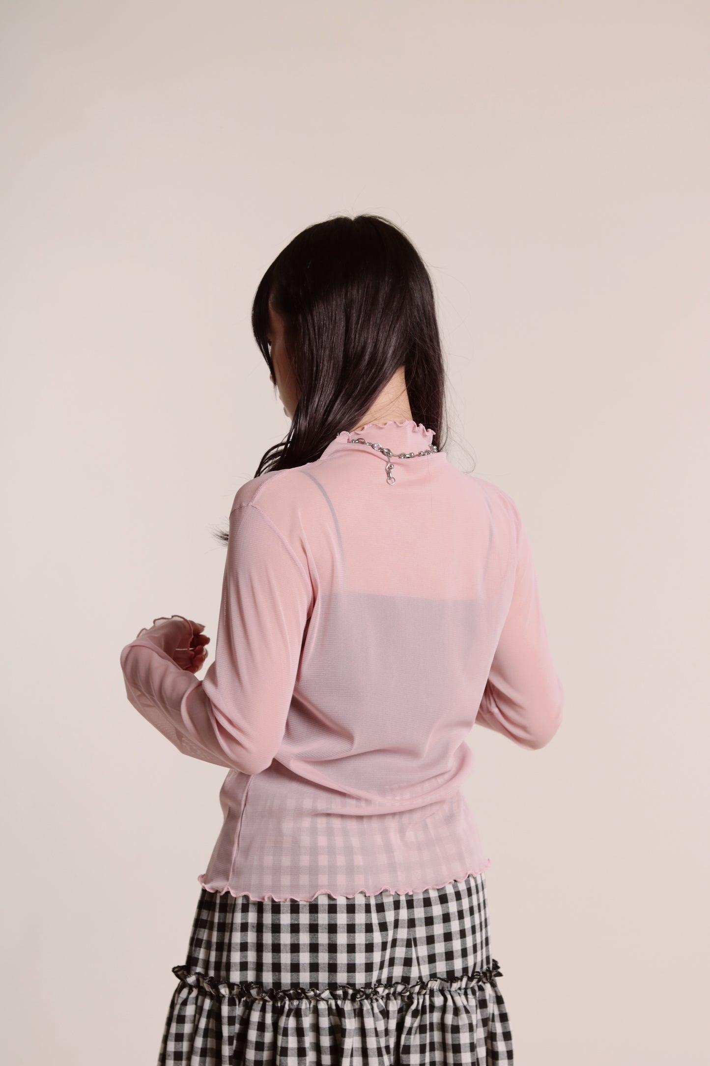 Ruffle See Through Top (Pink)