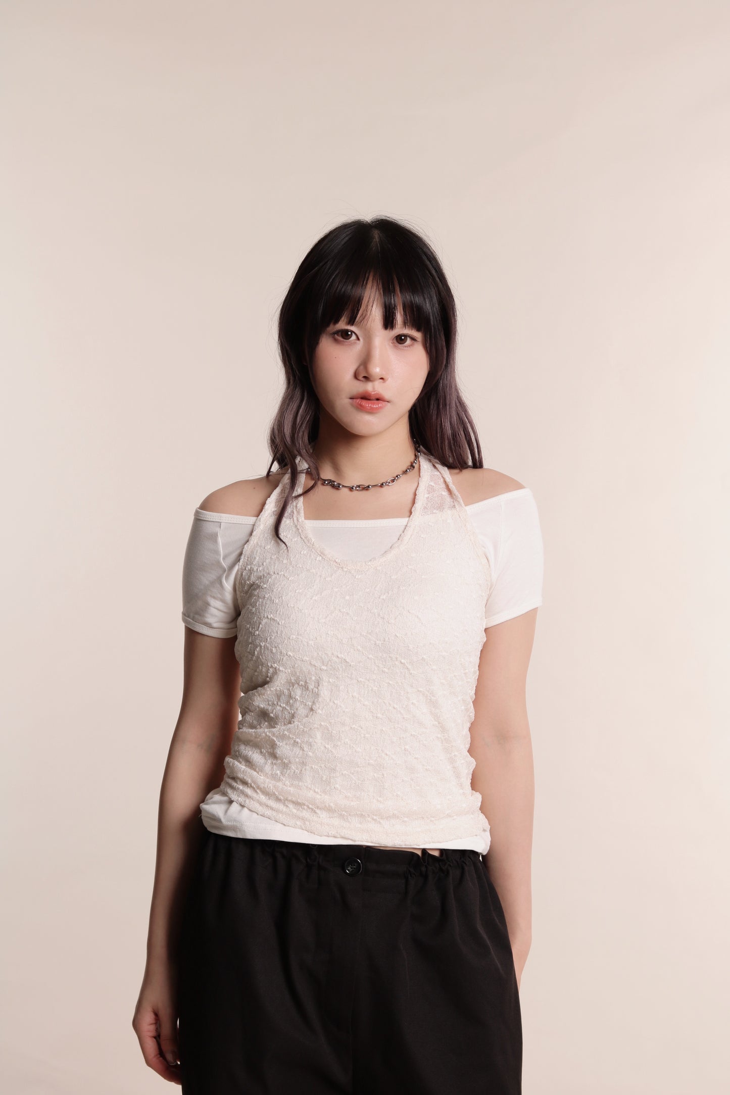 Layered Halter Top Set (Ivory)