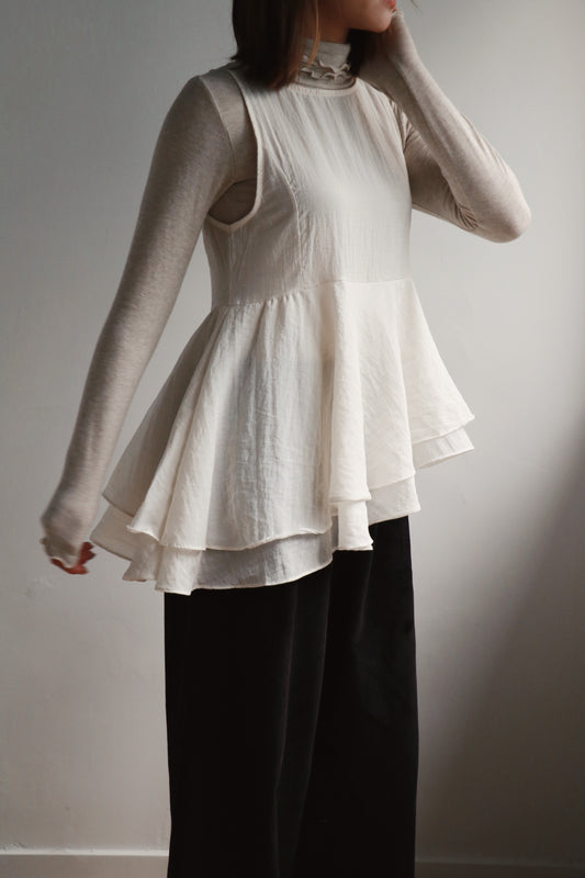 Ruffle Sleeveless Top (Ivory)