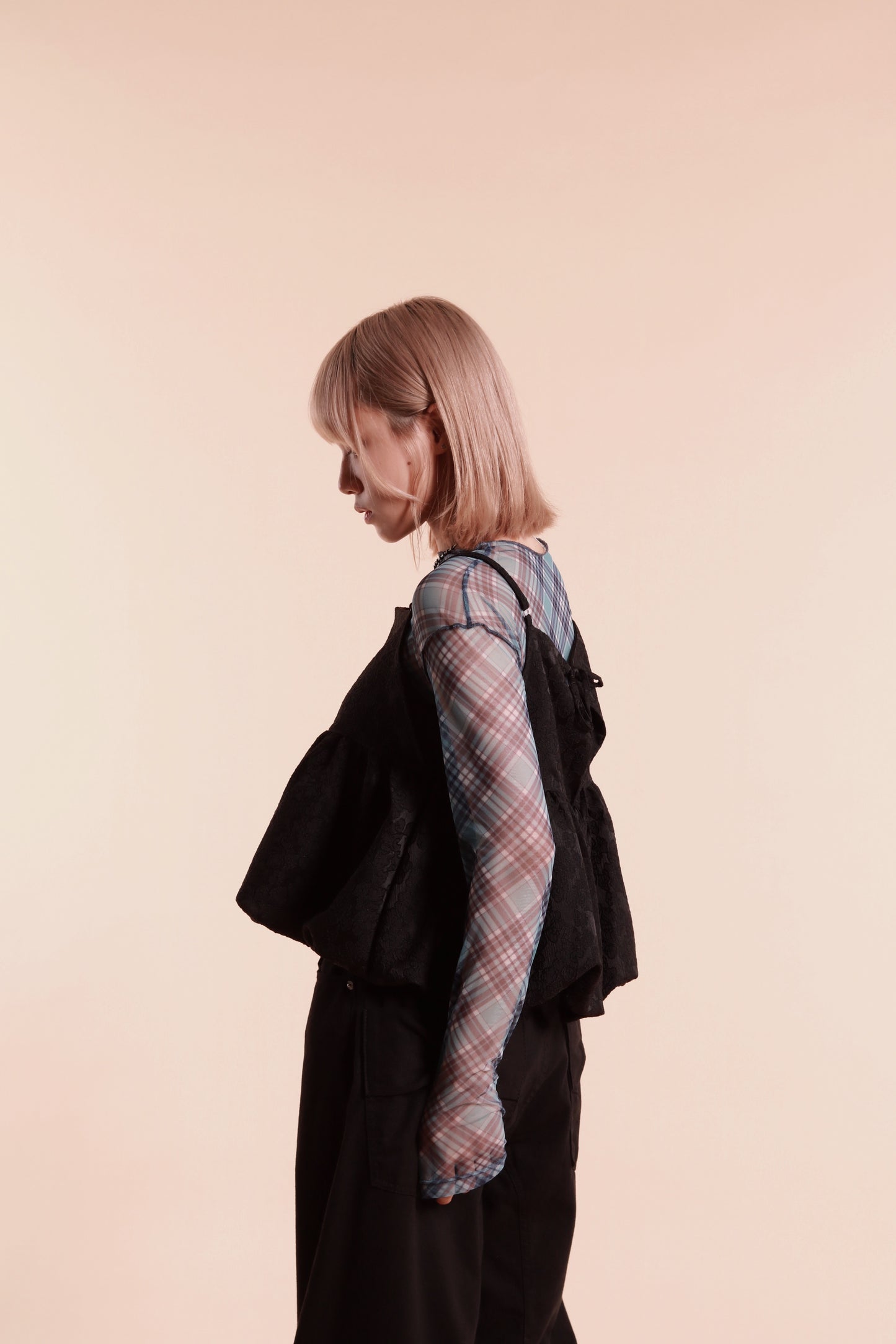 Checkered See Through Top (Blue)