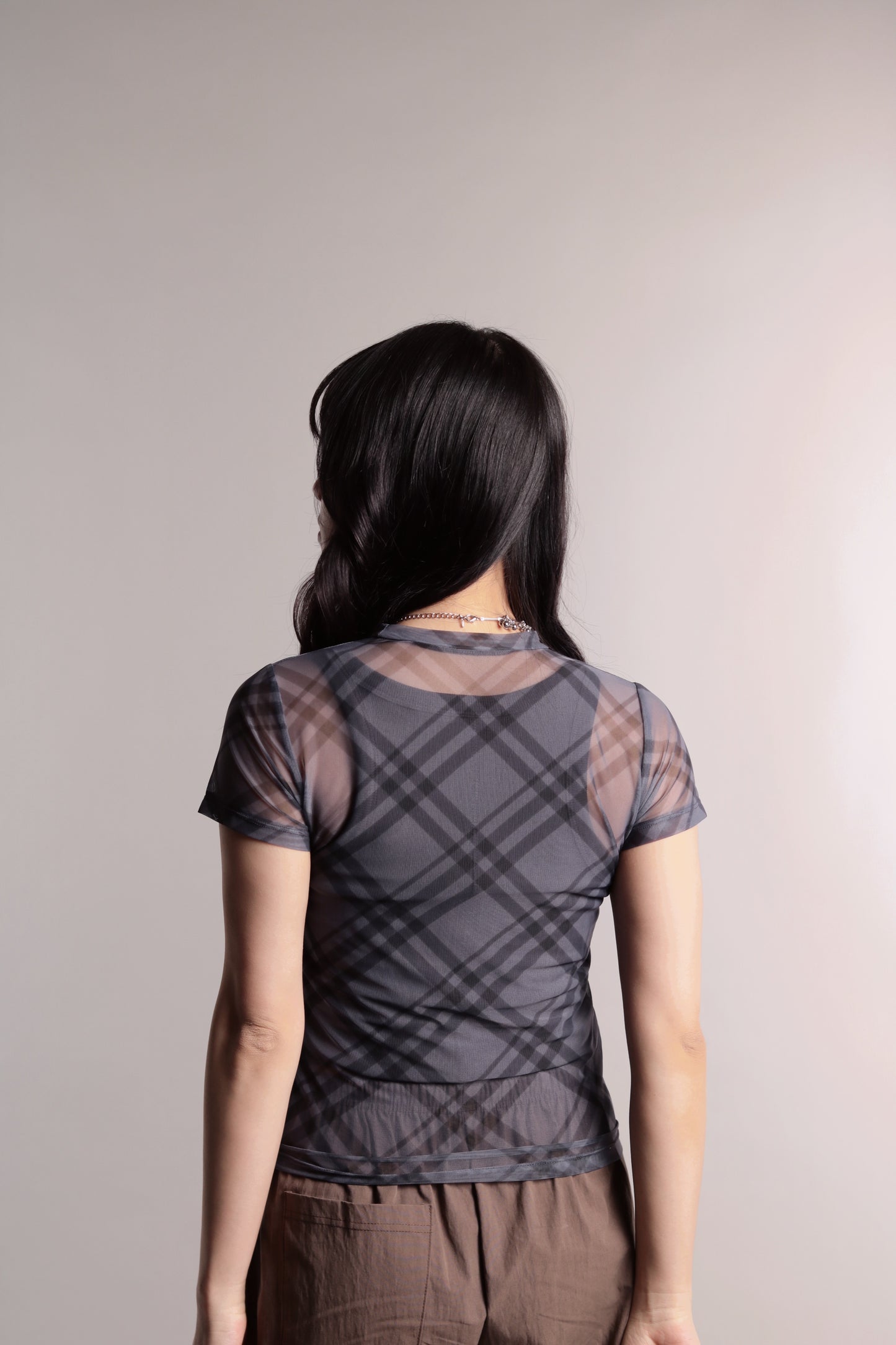 Checker Mesh Tee (Charcoal)