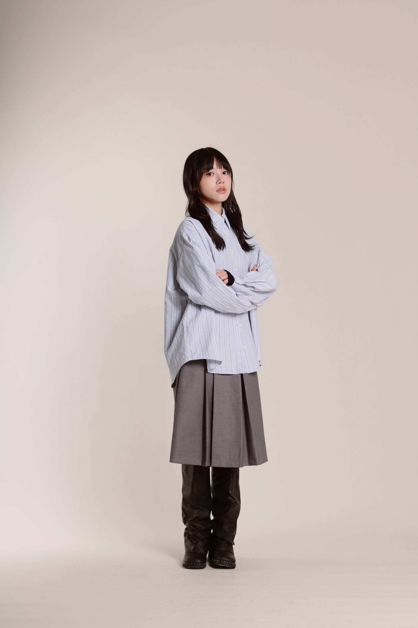 Layered Pleat Shorts (Grey)