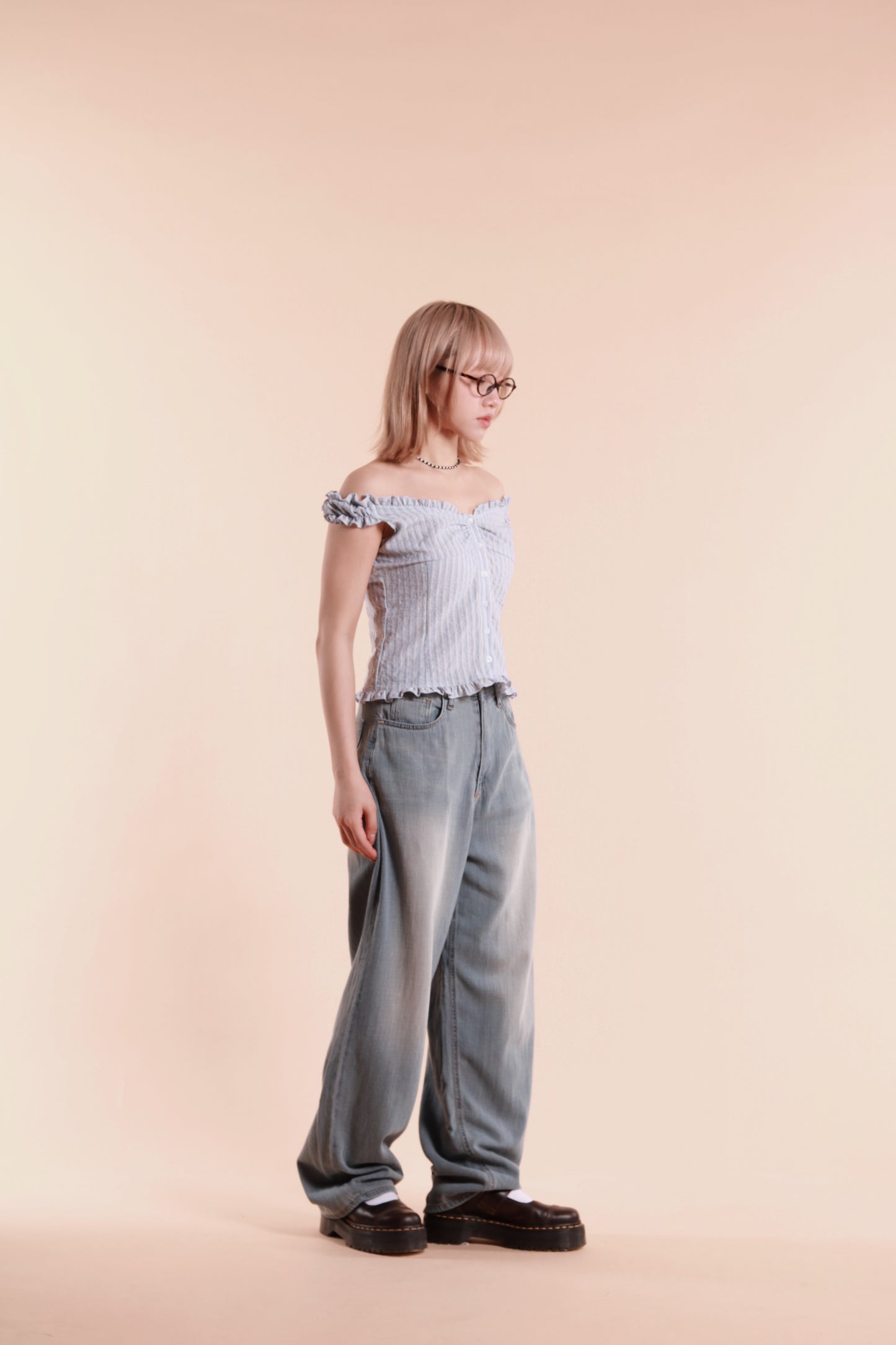 Striped Sleeveless Top (Baby Blue)