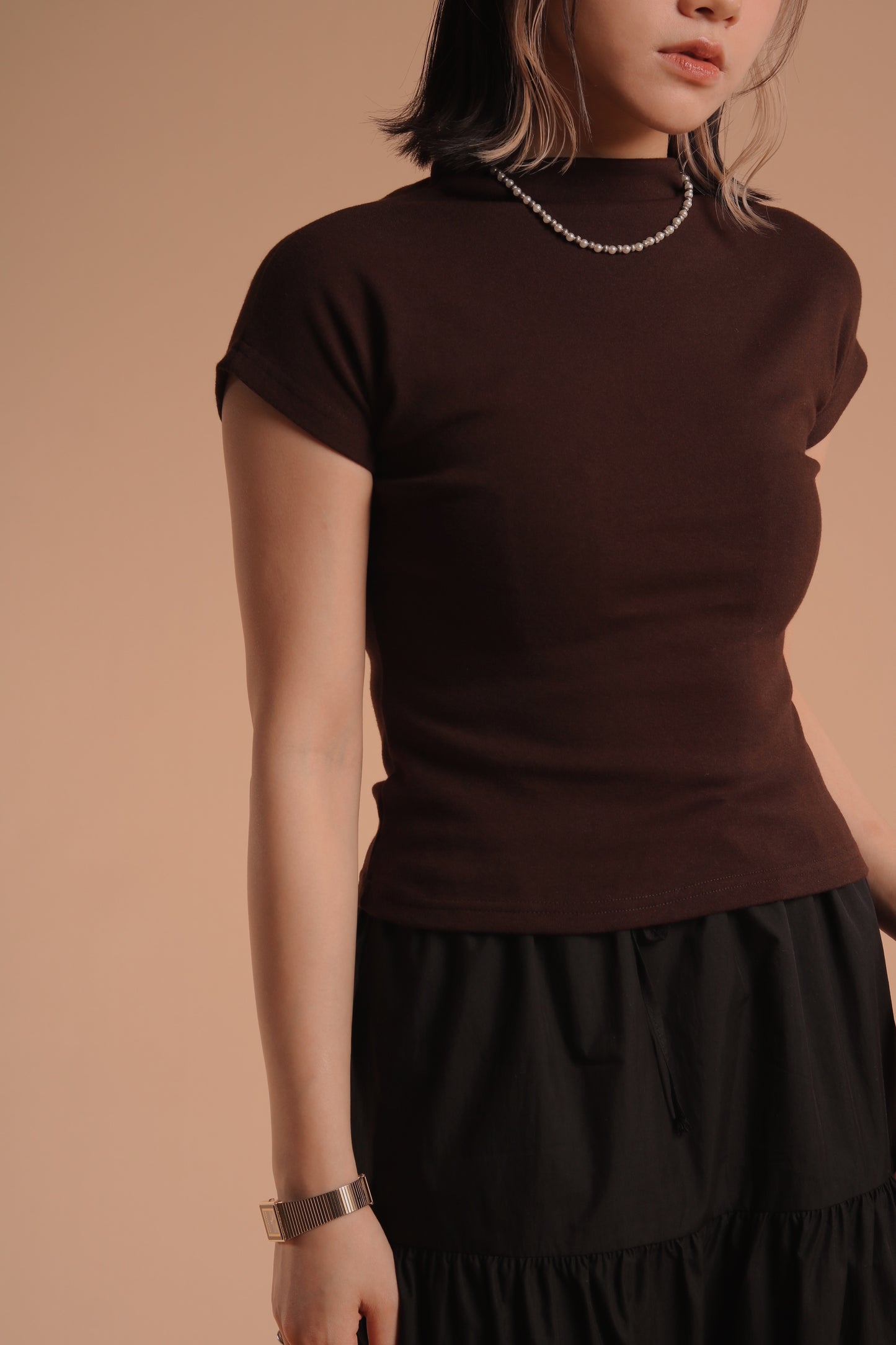 Cap Sleeve Tee (Brown)