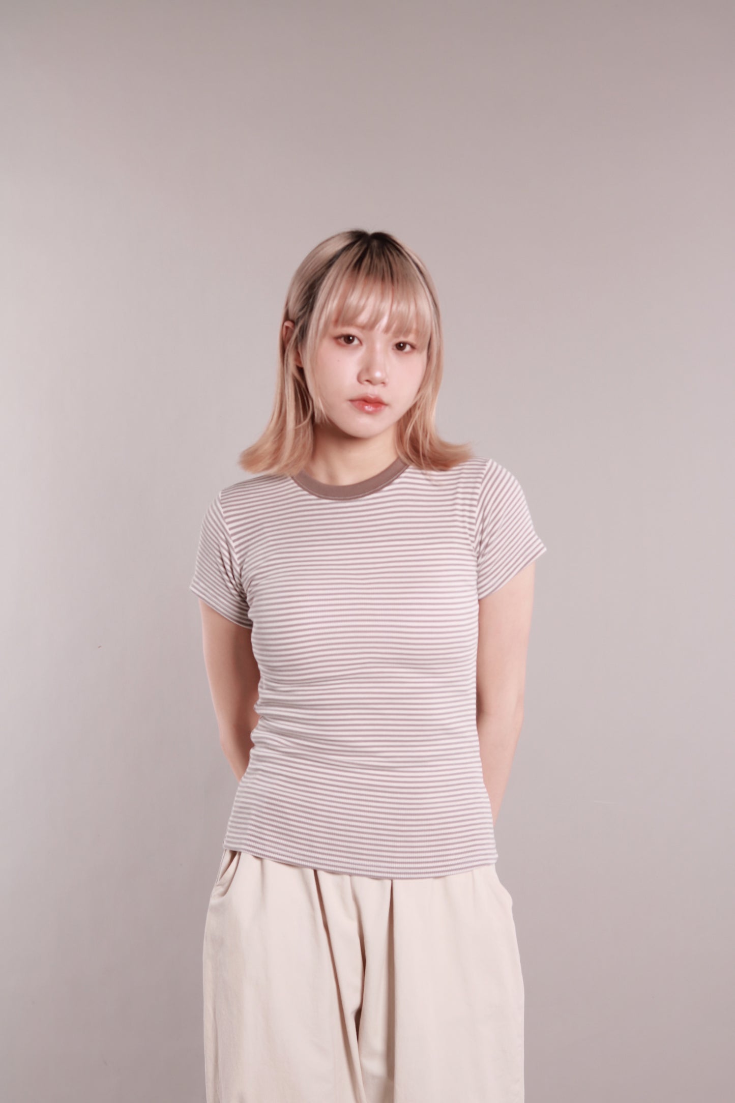 Basic Striped Tee (Beige)