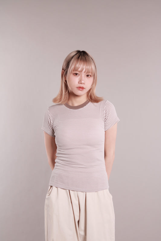 Basic Striped Tee (Beige)