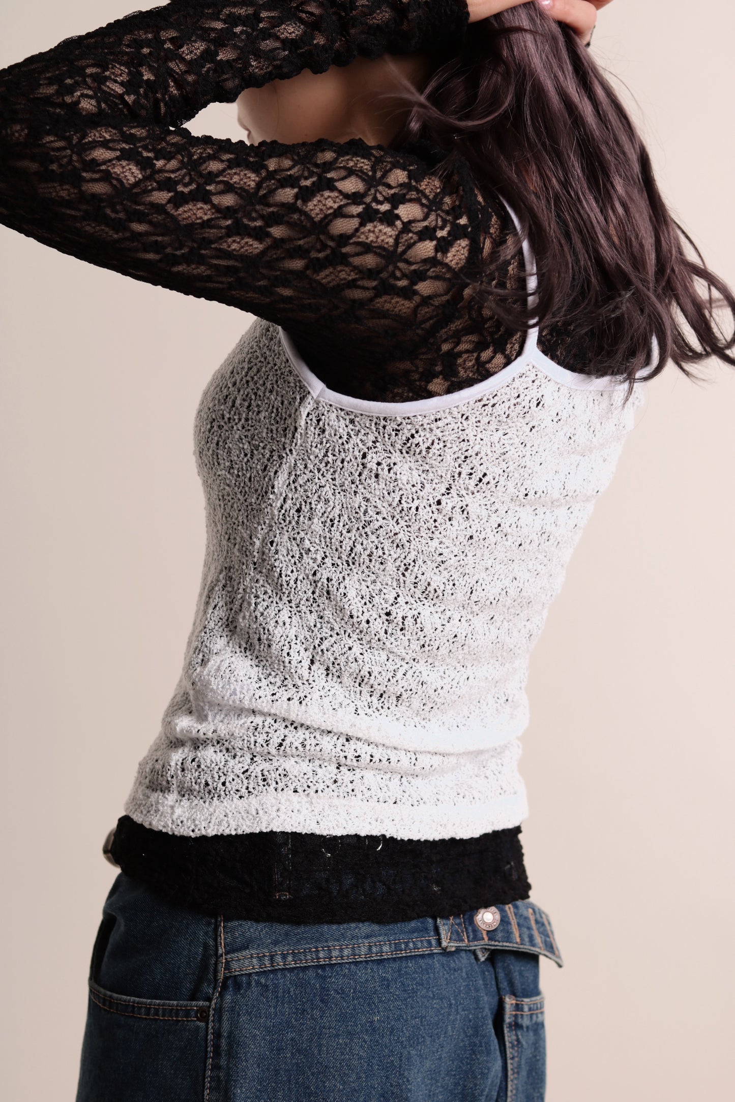 Lace Long Sleeve Top (Black)