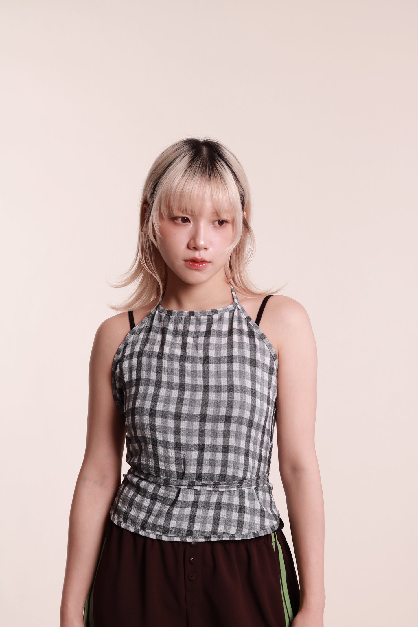 Checkered Halter Top (Black)