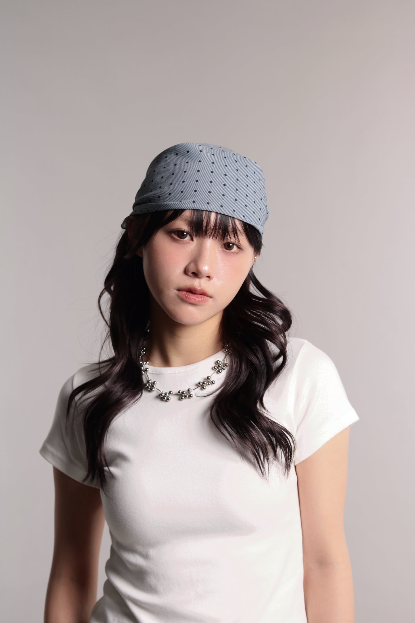 Polka Dot Scarf (Grey Blue)