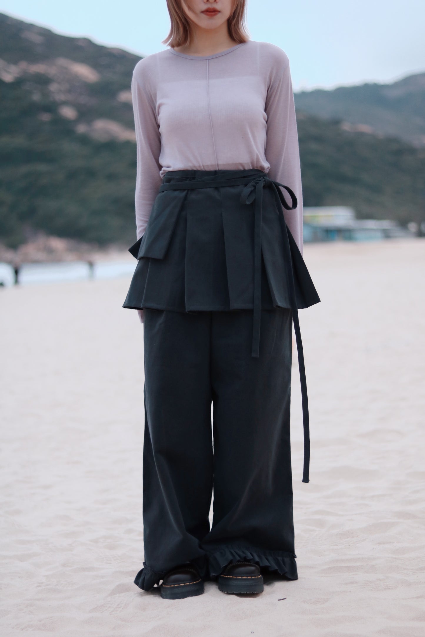 Layered Ruffle Pants (Charcoal)