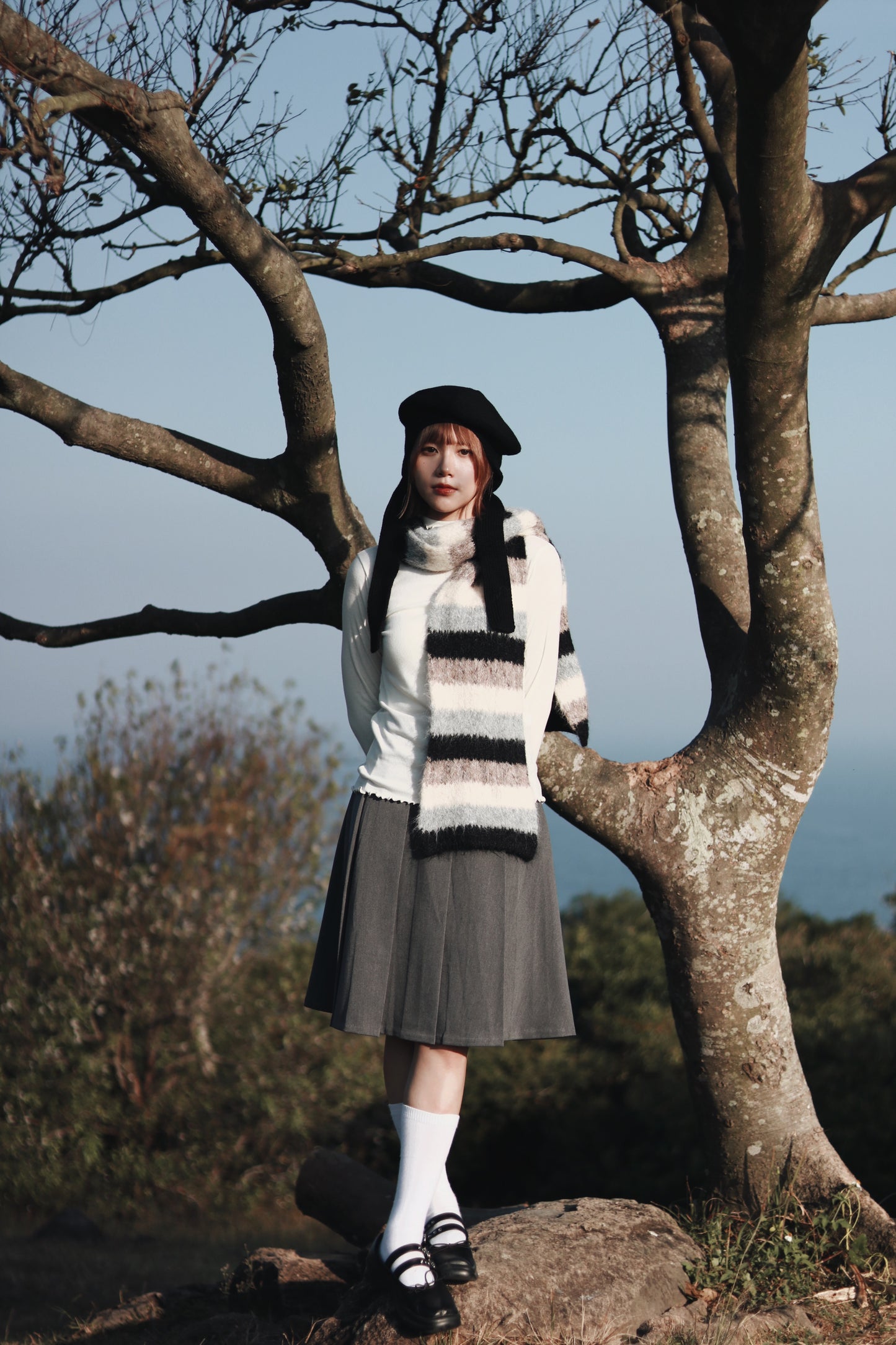 Doll Pleated Mini Skirt (Grey)