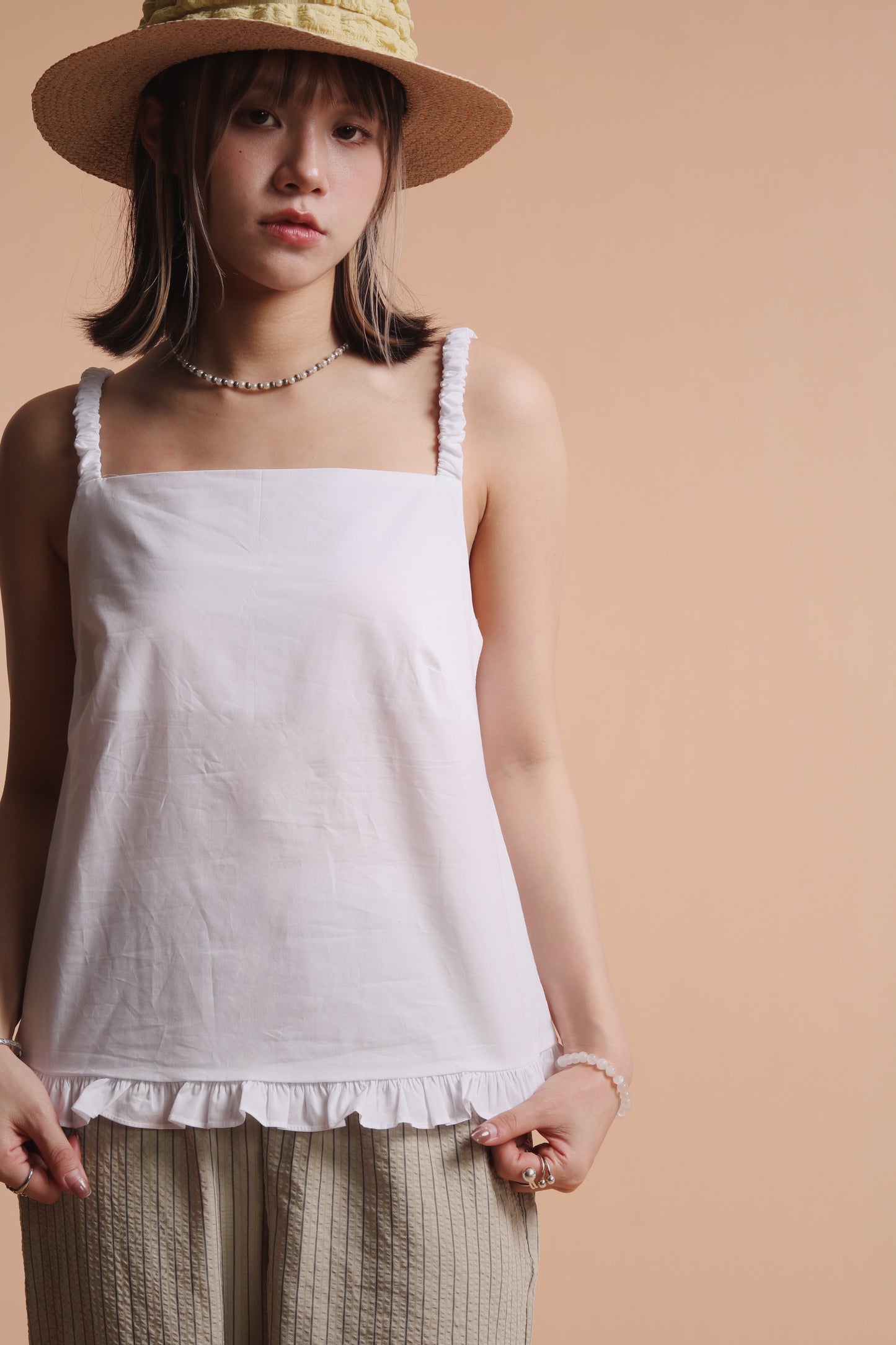 Cut Out Sleeveless Top (White)