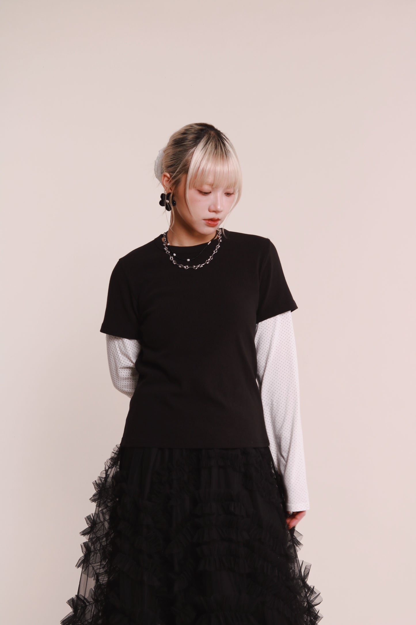 Layered Dot Top (White)