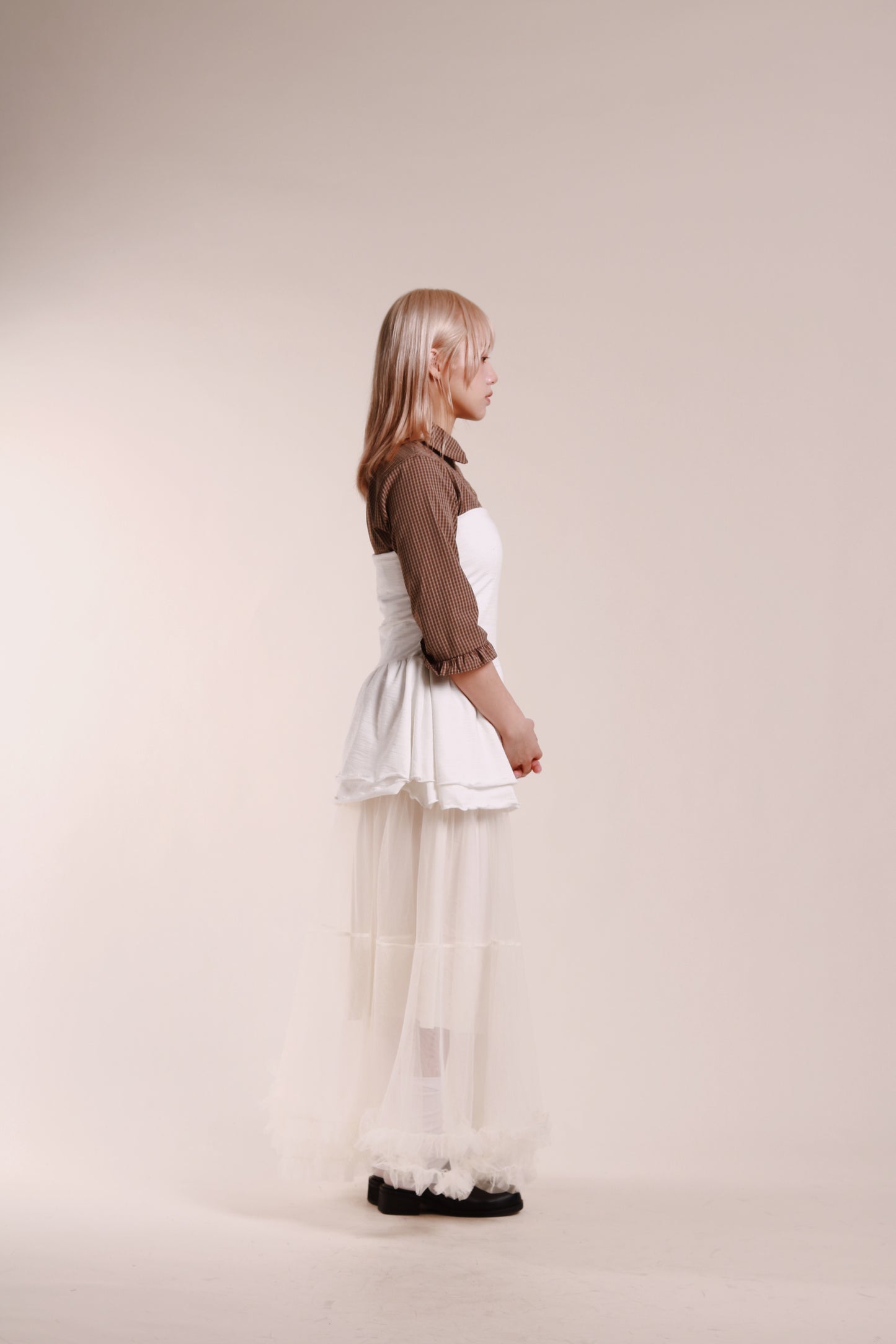 Ruffle Tube Mini Dress (White)