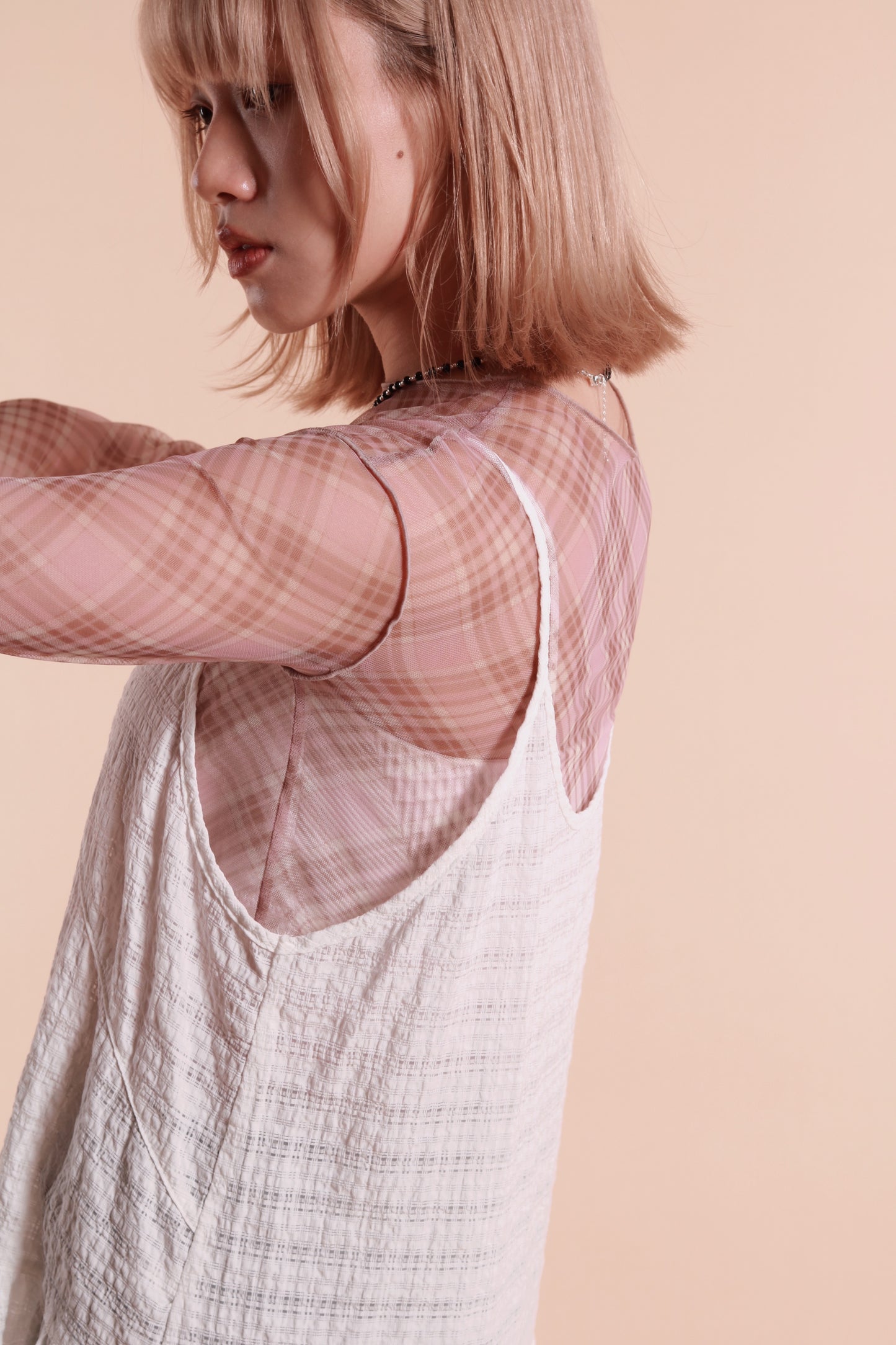 Checkered See Through Top (Pink)